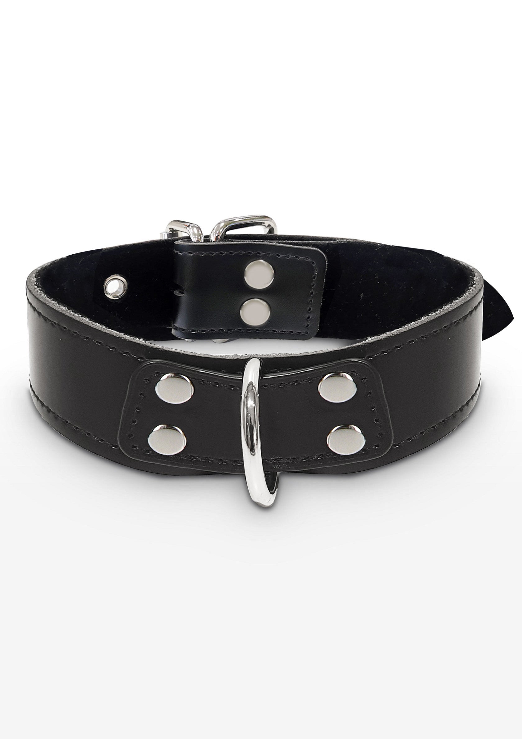 Elegante collar con anilla en D negra