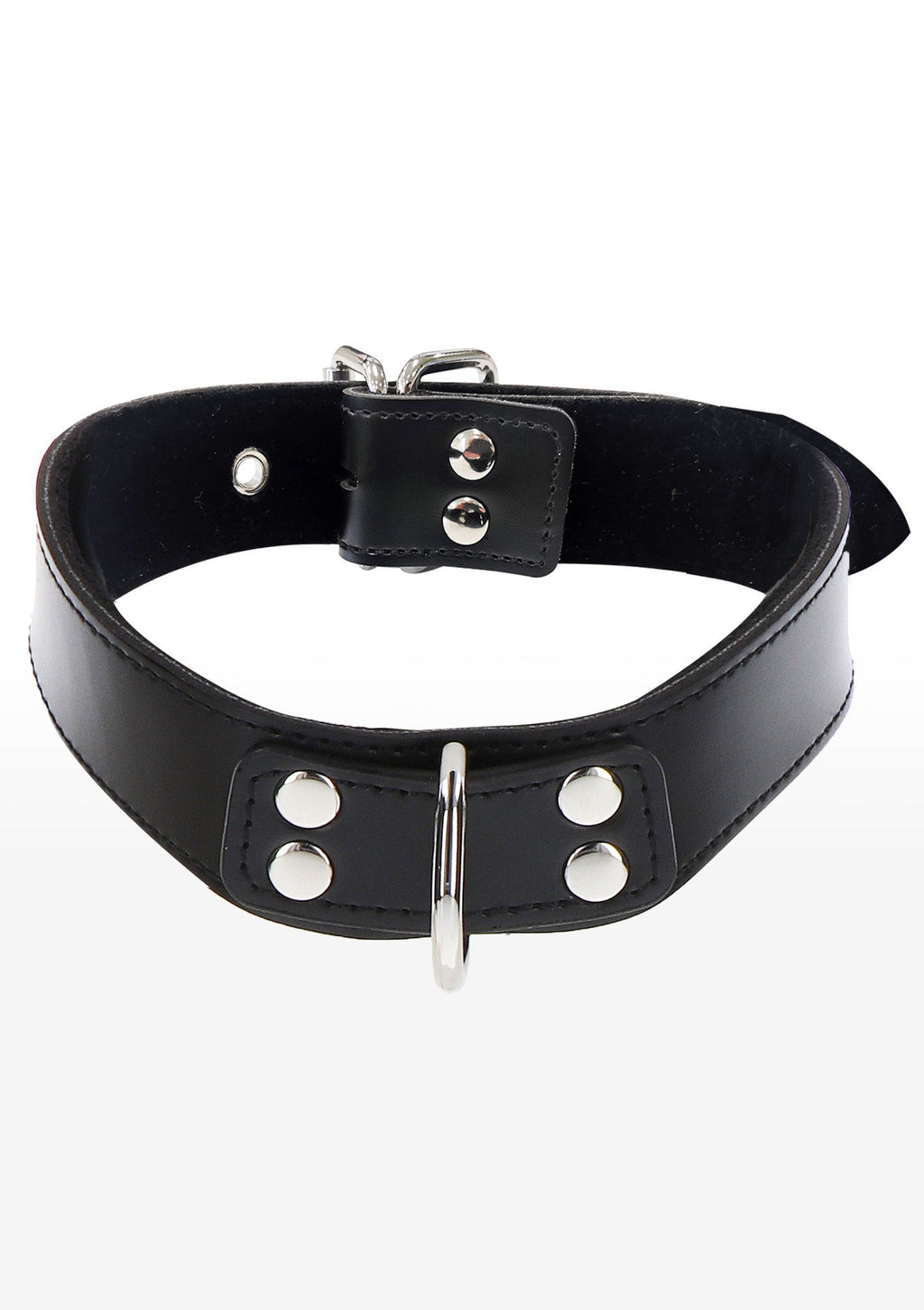 Elegante collar con anilla en D negra