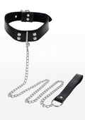 Elegante collar y correa de cadena negros