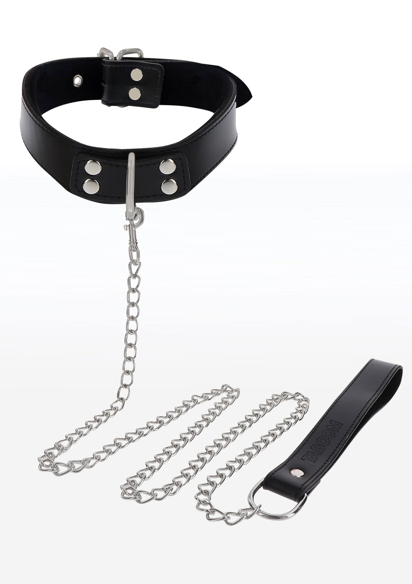 Elegante collar y correa de cadena negros