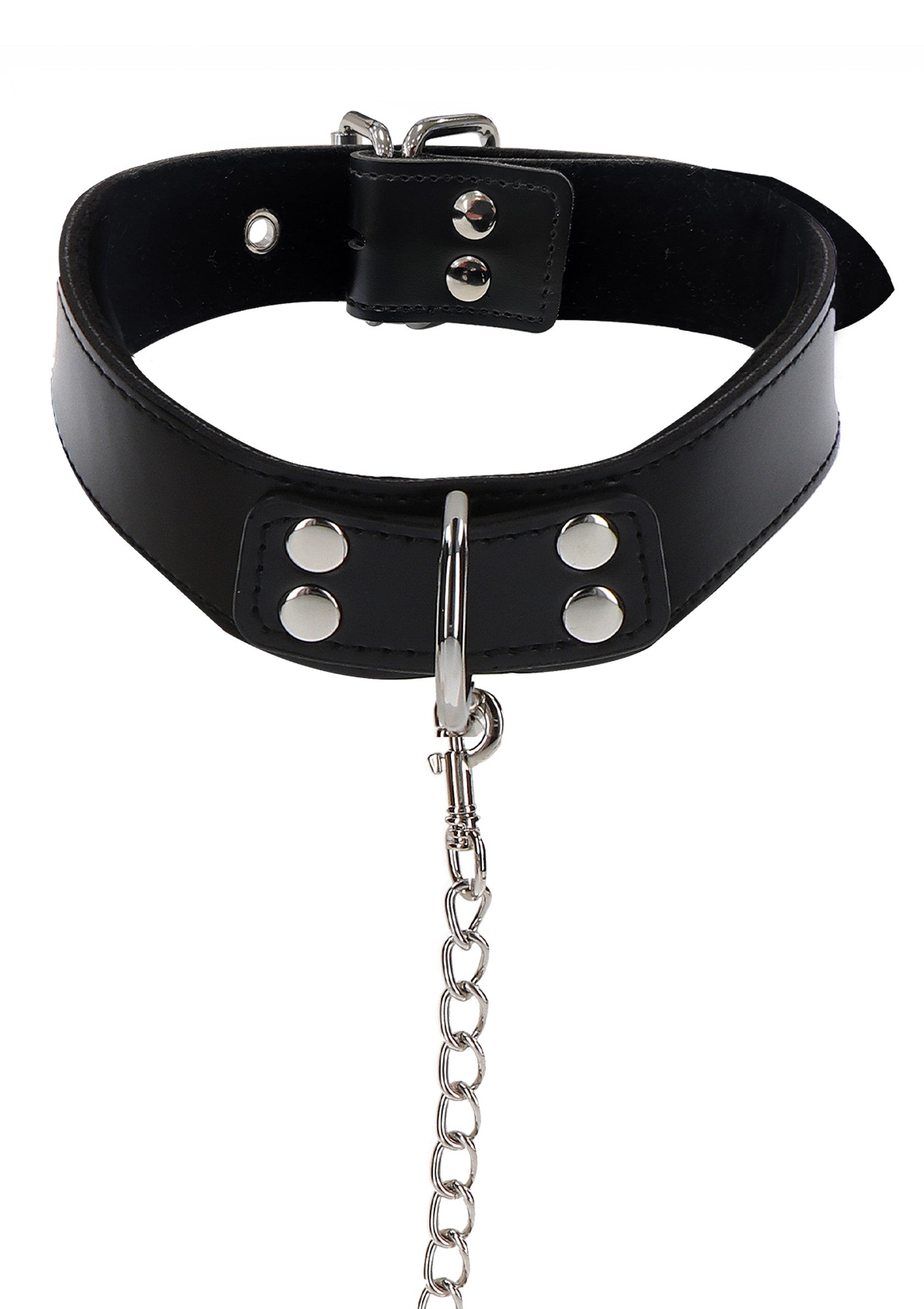 Elegante collar y correa de cadena negros