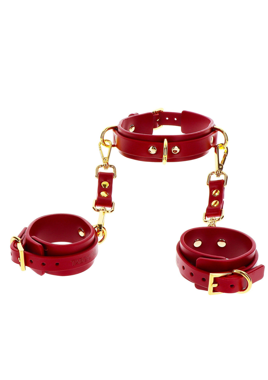 Cuello y puños con argolla en D rojos