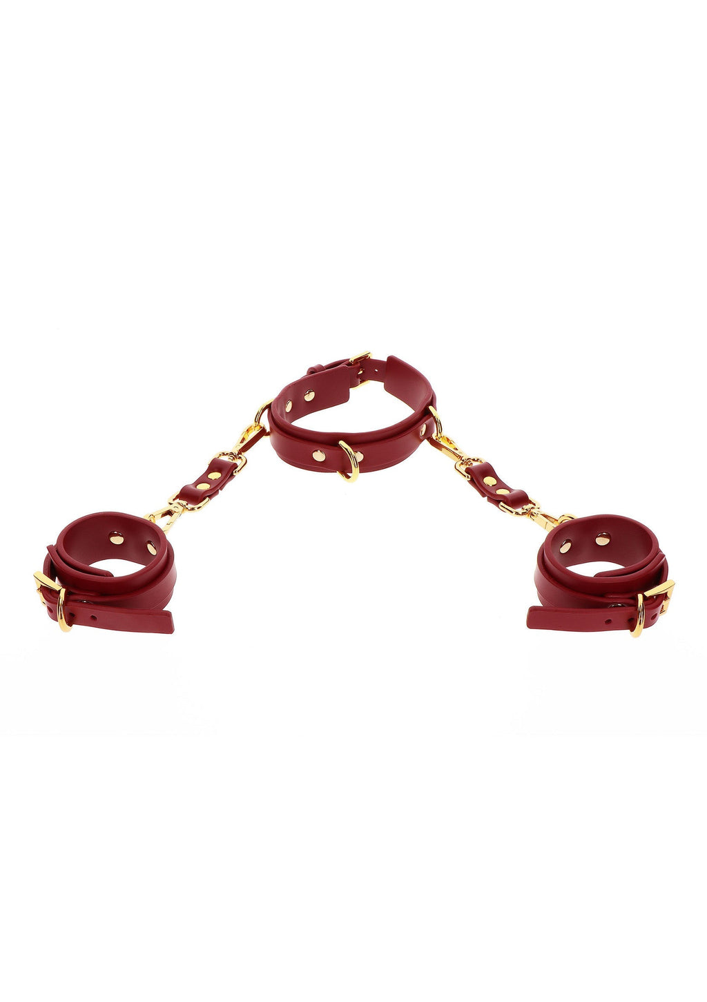 Cuello y puños con argolla en D rojos