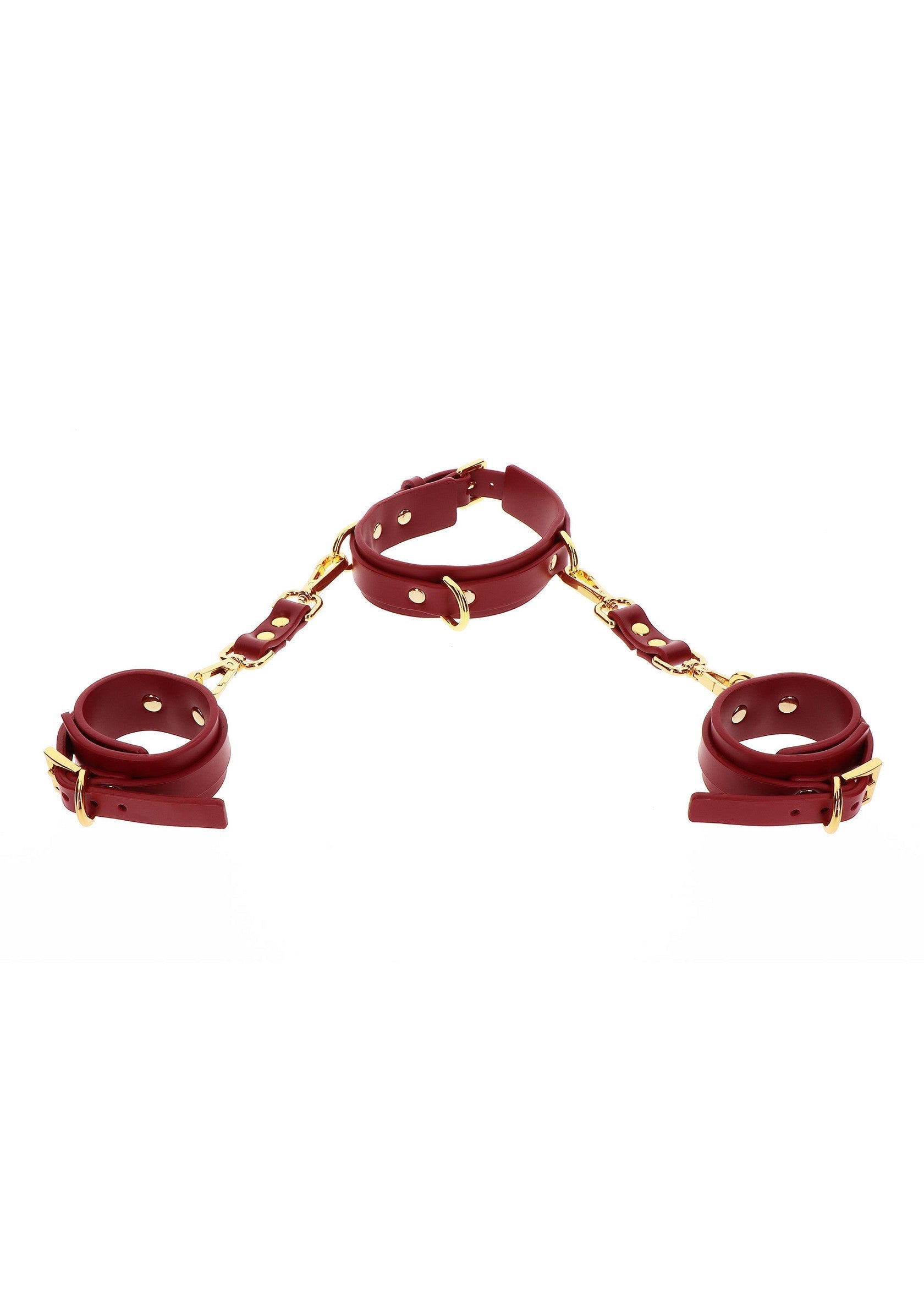 Cuello y puños con argolla en D rojos