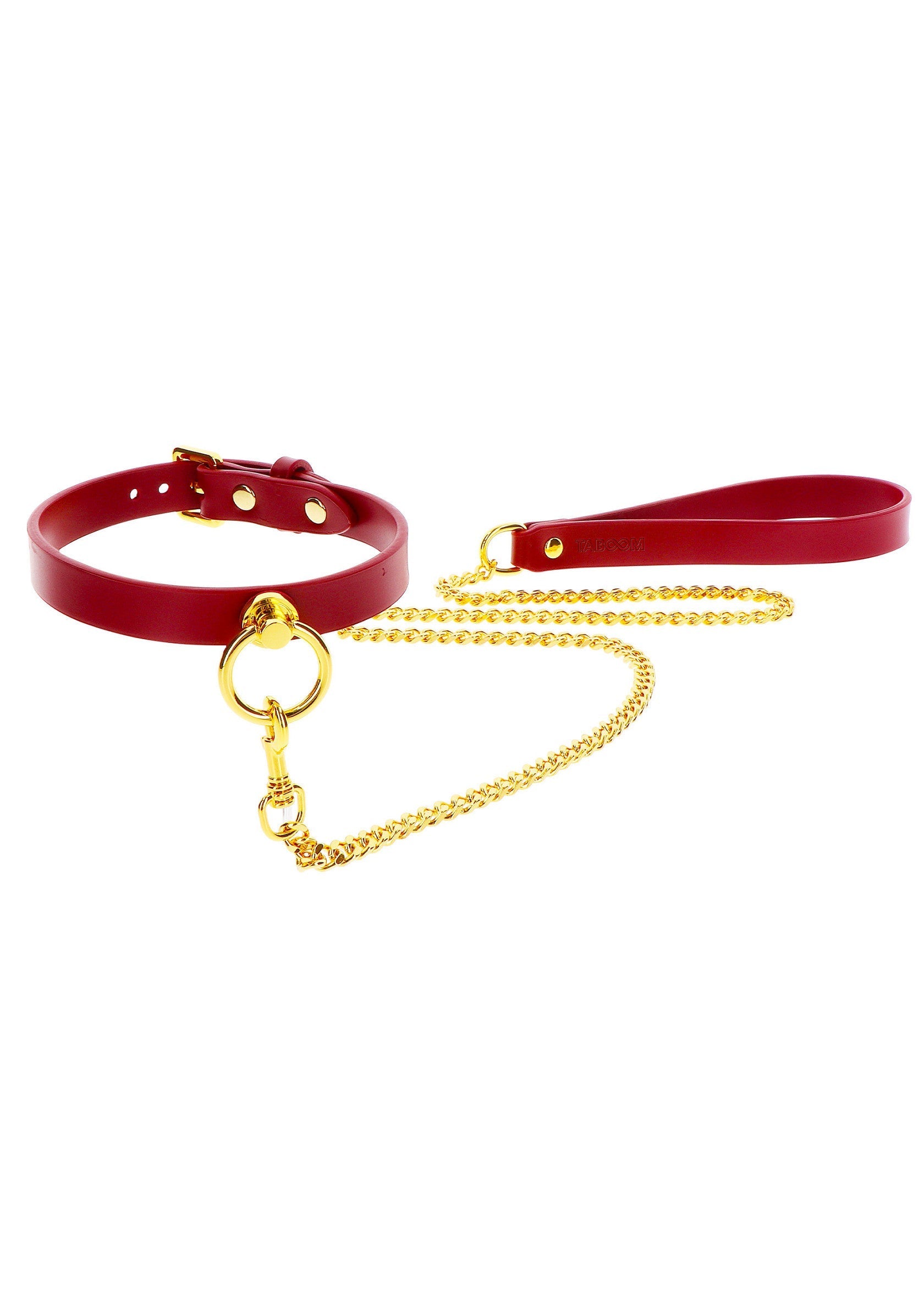 Collar con argolla tórica y correa de cadena roja