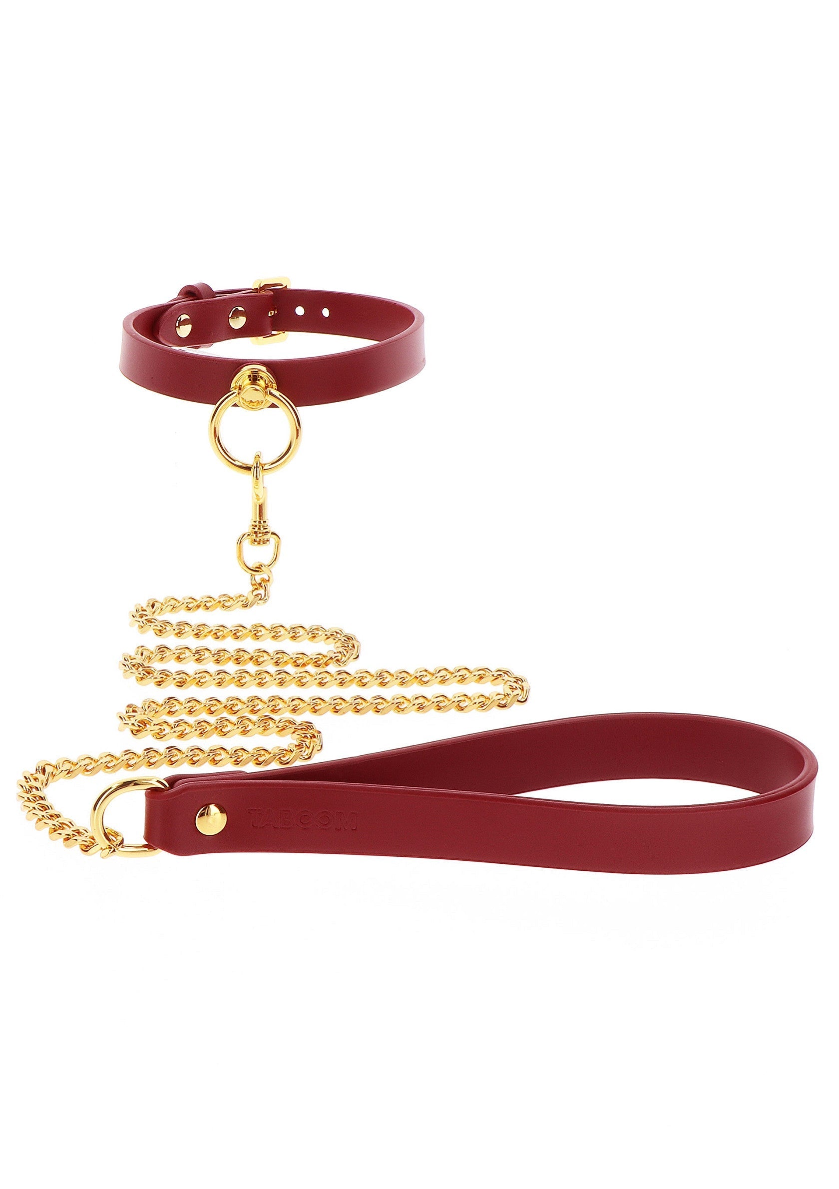 Collar con argolla tórica y correa de cadena roja