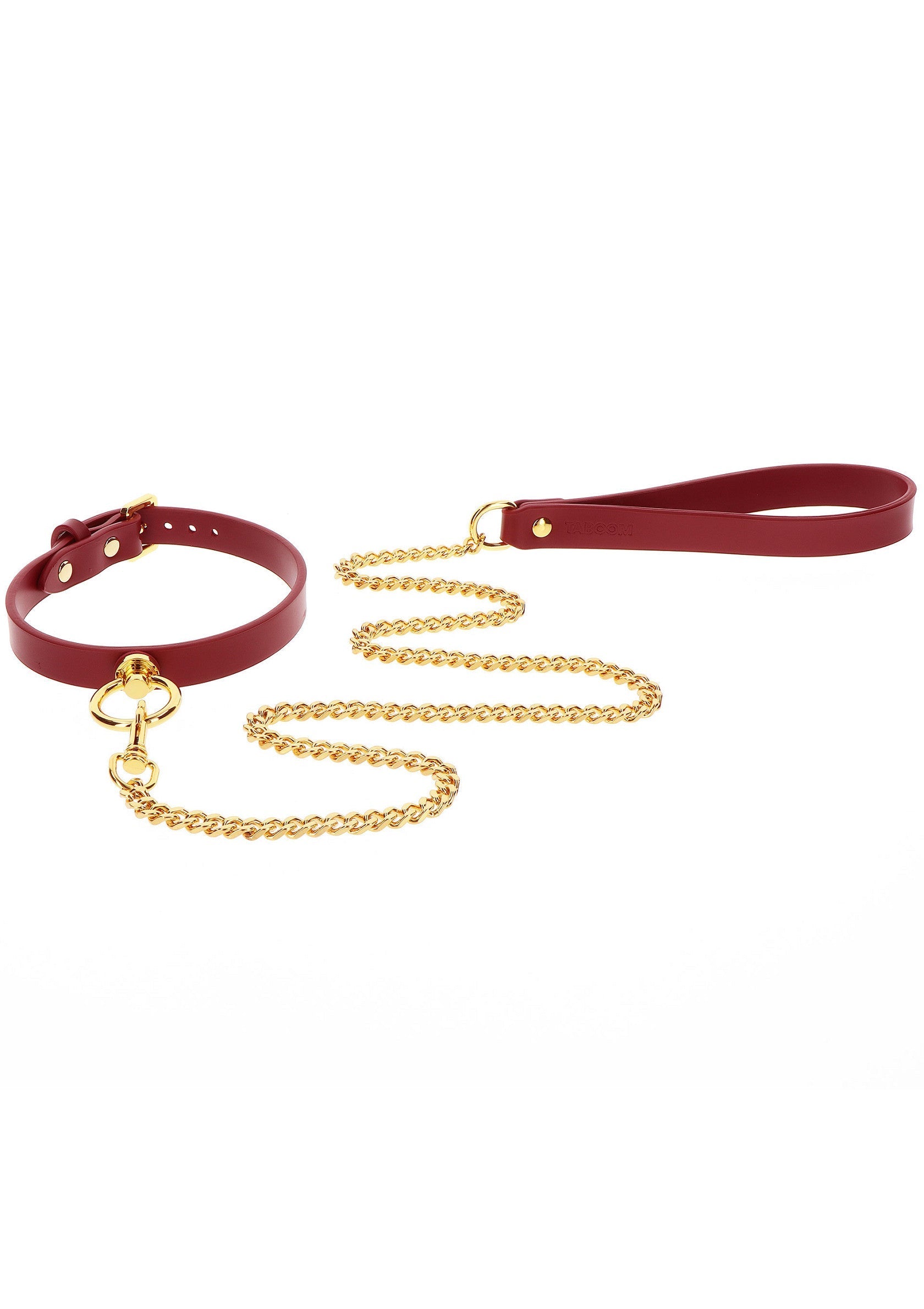 Collar con argolla tórica y correa de cadena roja