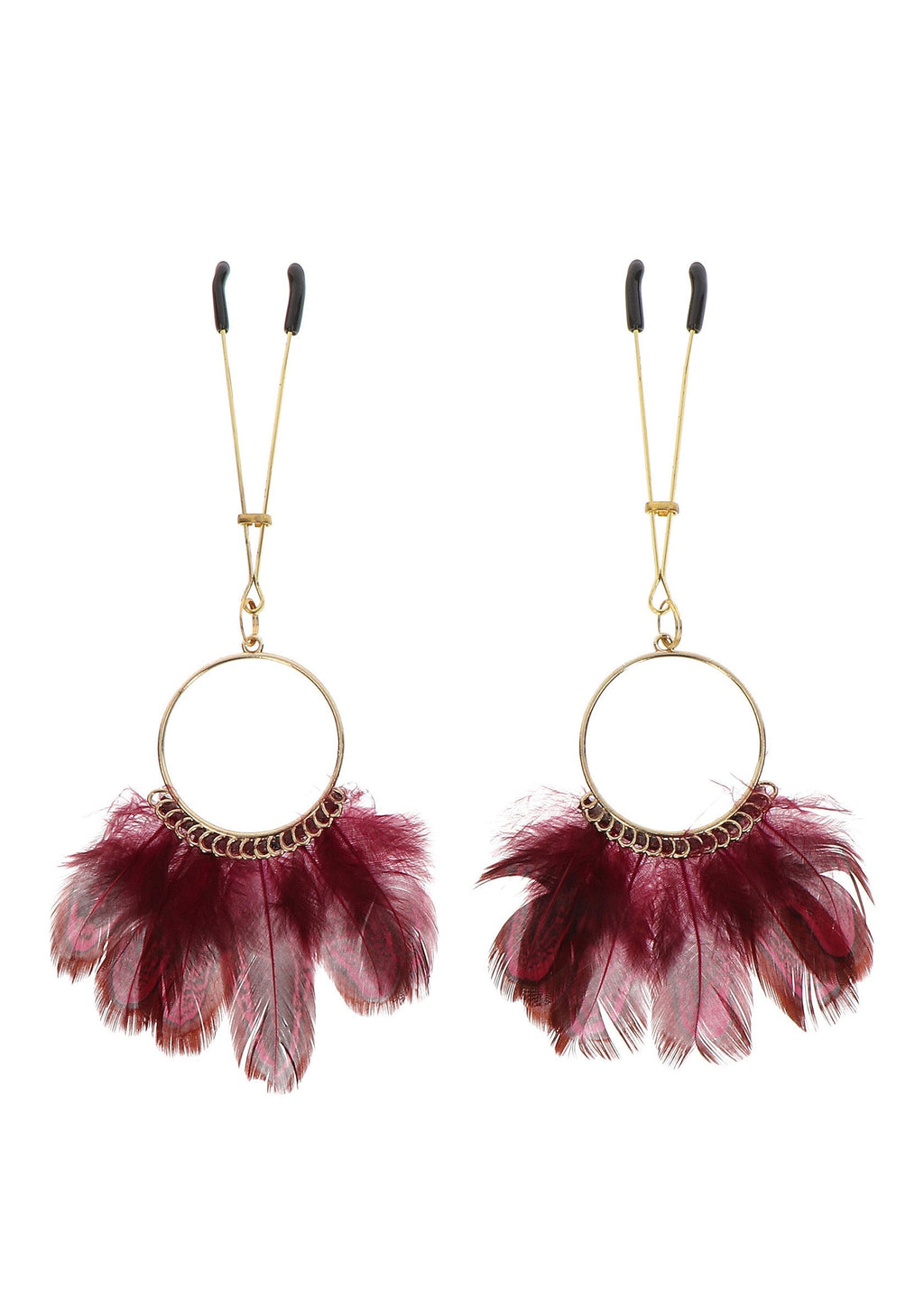 Pinzas con plumas doradas