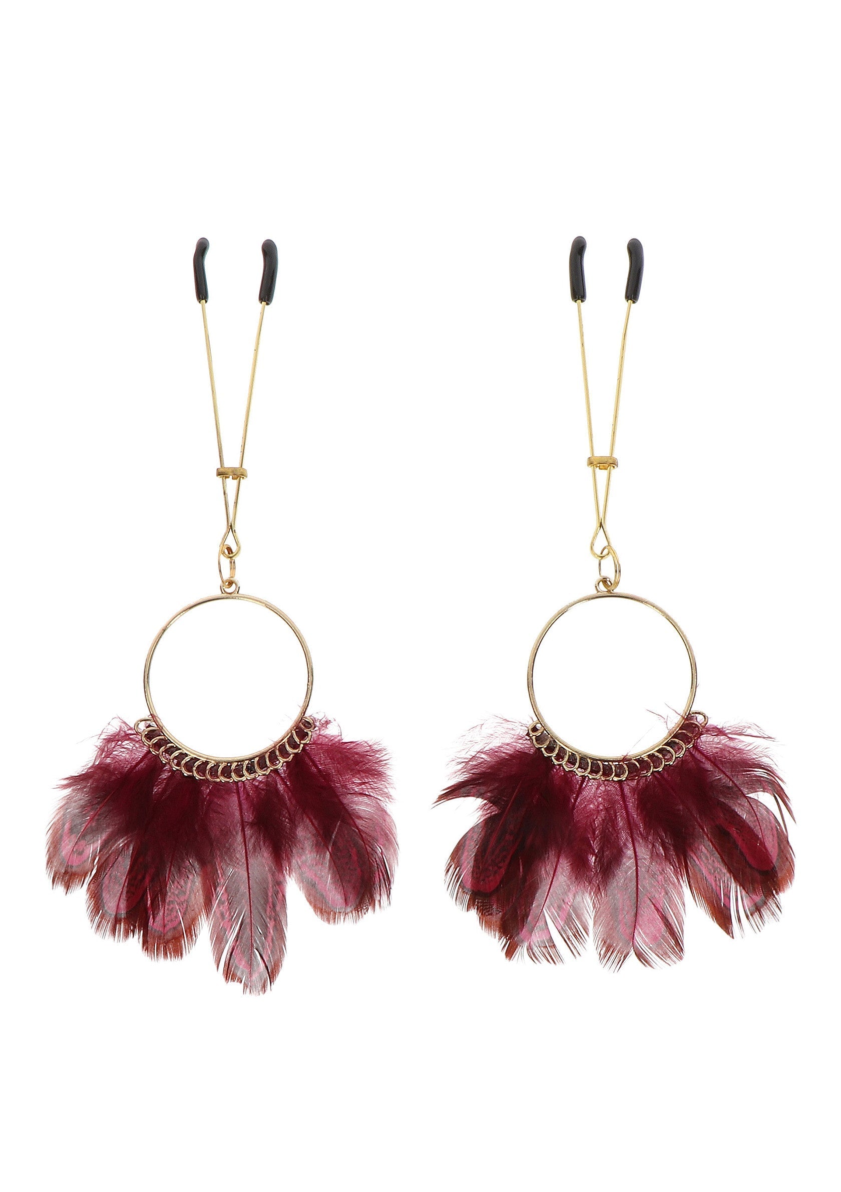 Pinzas con plumas doradas