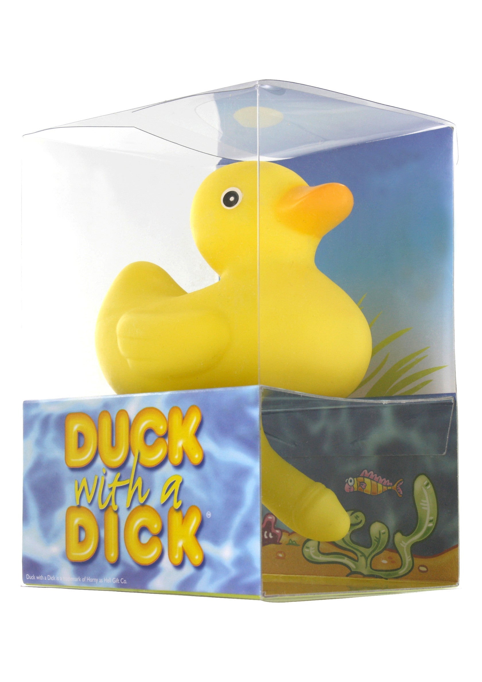 Pato con una polla amarilla
