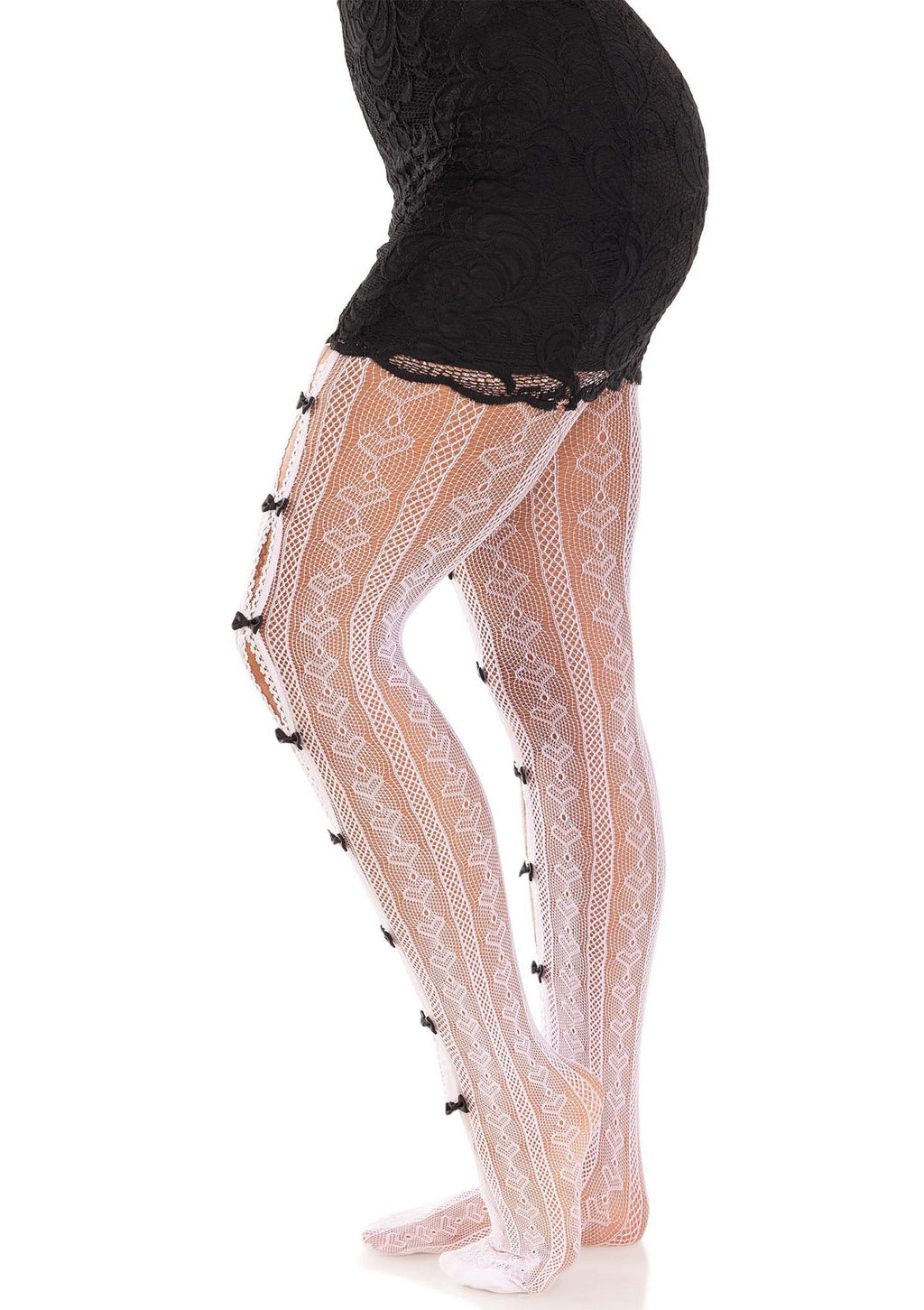 Medias de red a rayas Sweetheart blancas