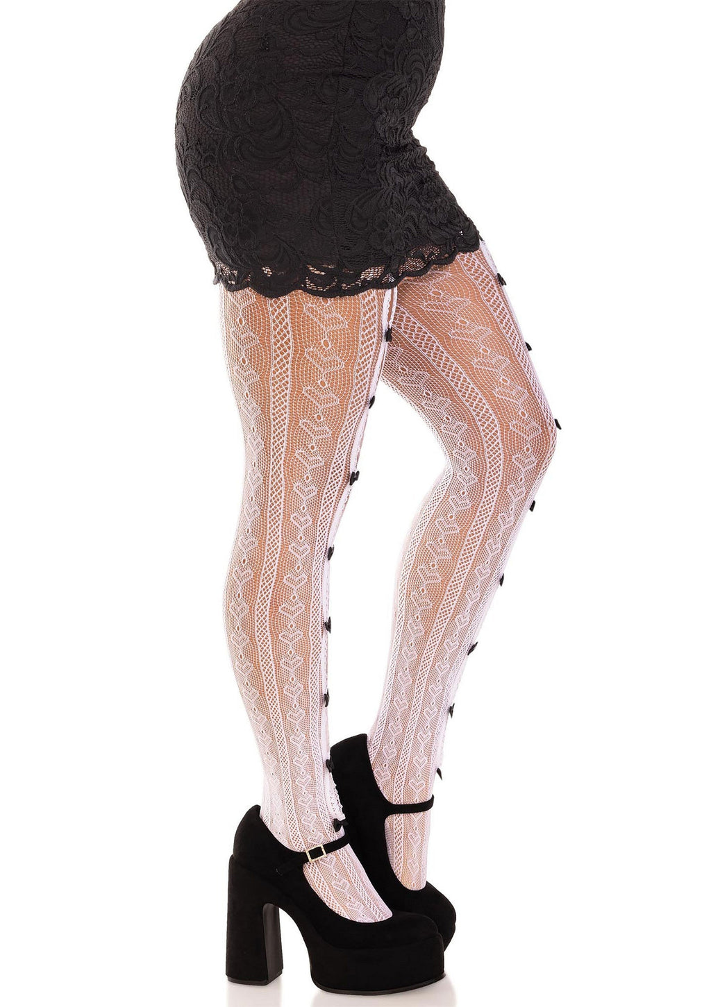 Medias de red a rayas Sweetheart blancas