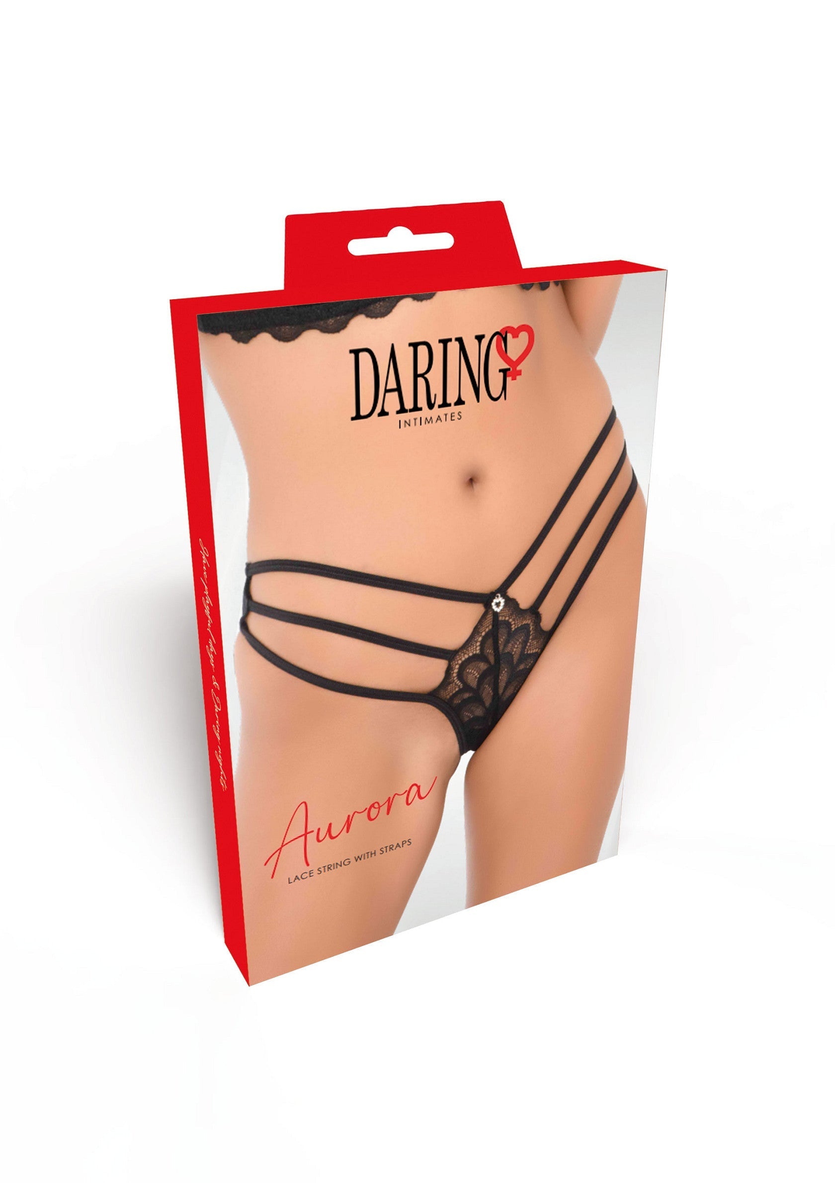 Tanga de encaje con tiras negras