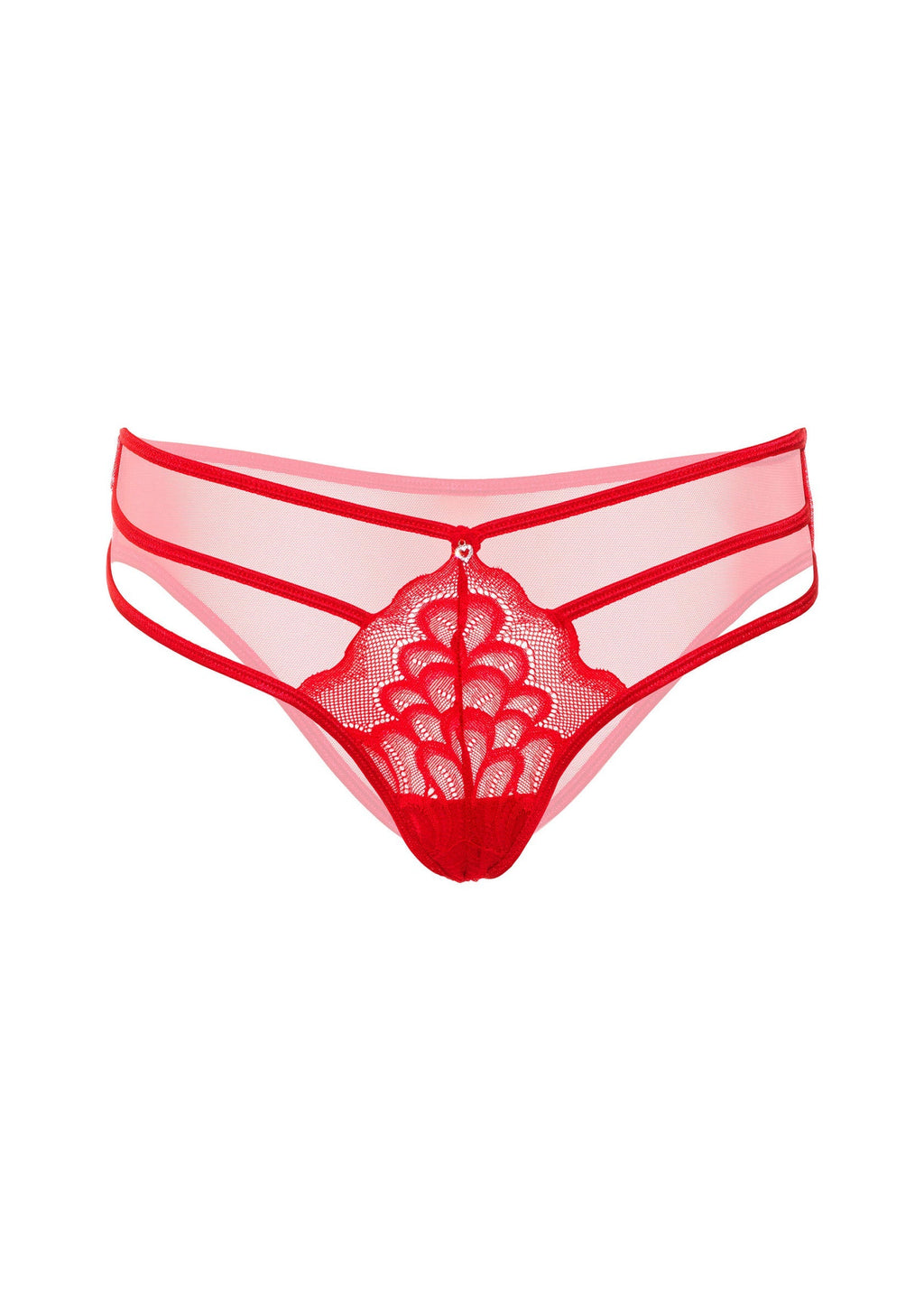 Tanga de encaje con tirantes rojos
