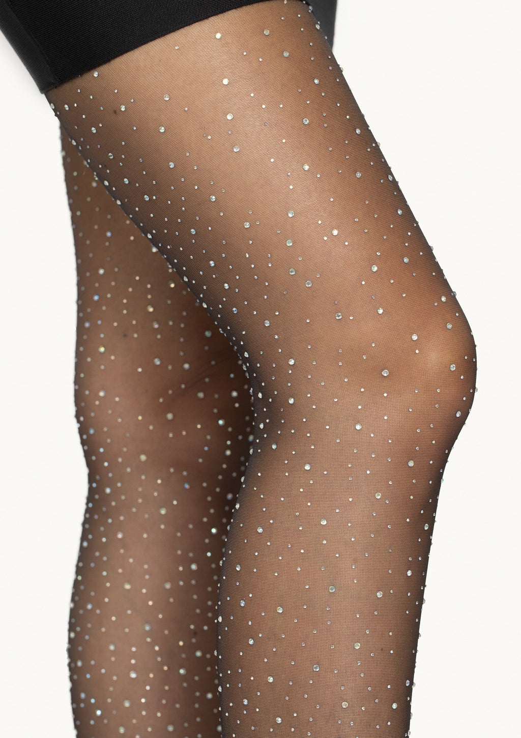 Medias transparentes de elastano con pedrería negra