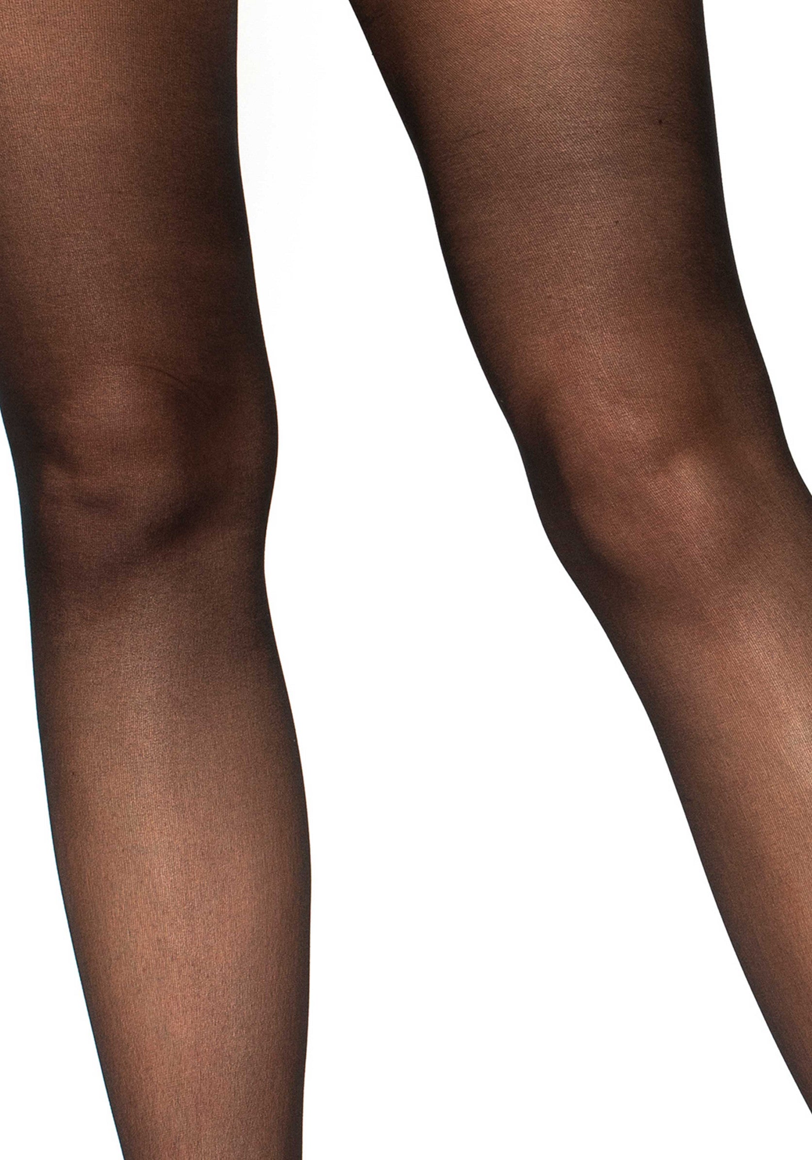 Medias transparentes con liguero de encaje negro