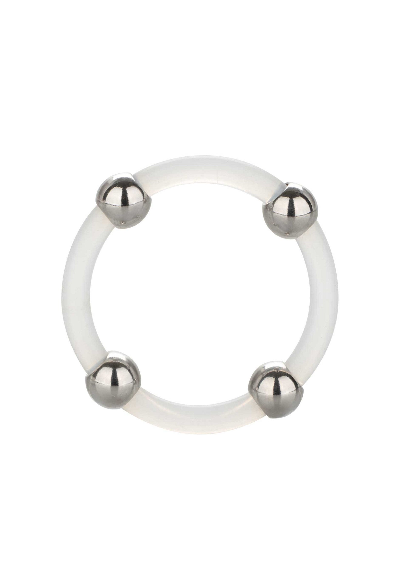 Anillo de silicona con cuentas de acero L transparente