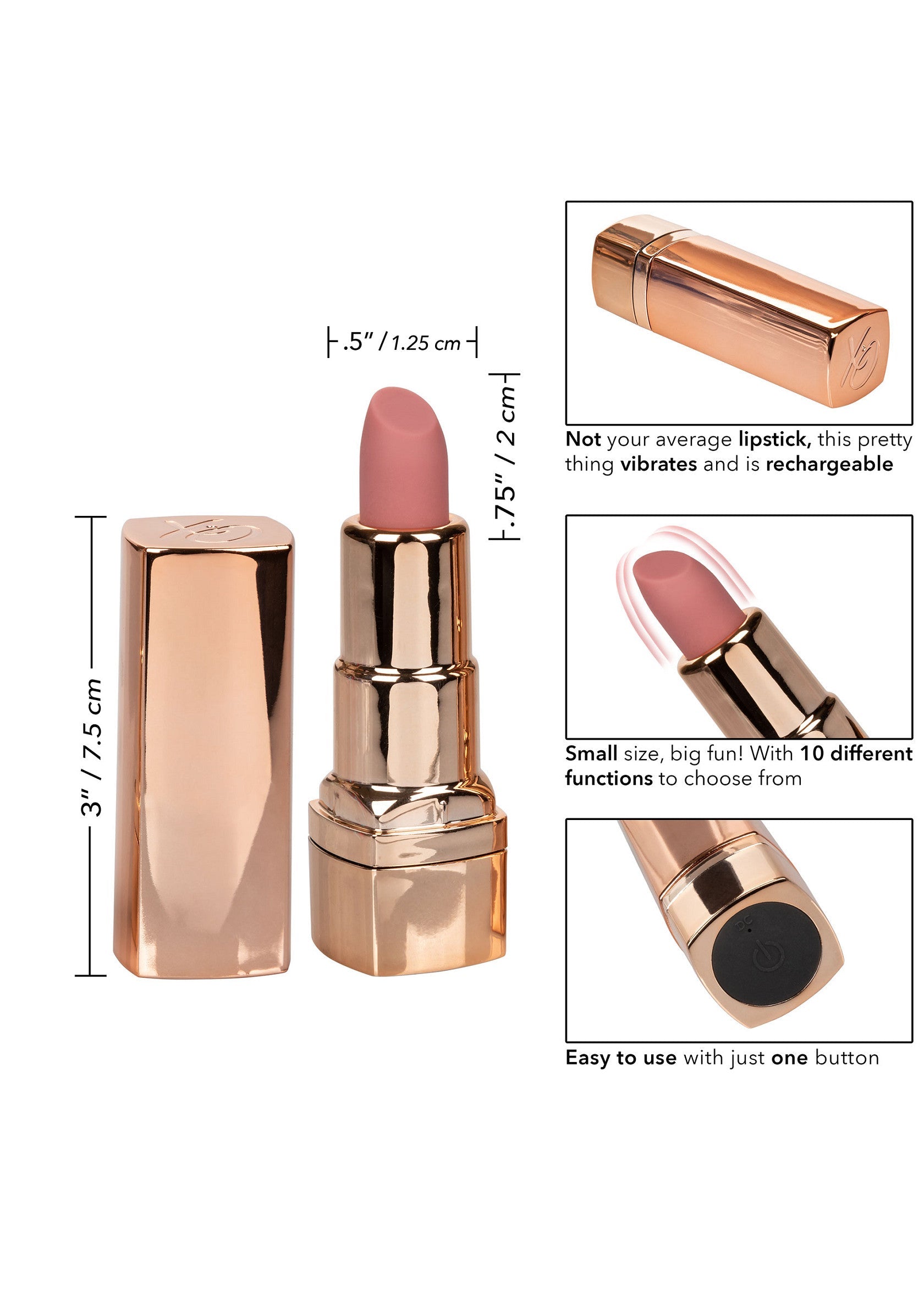 Lápiz labial rosa recargable Hide & Play