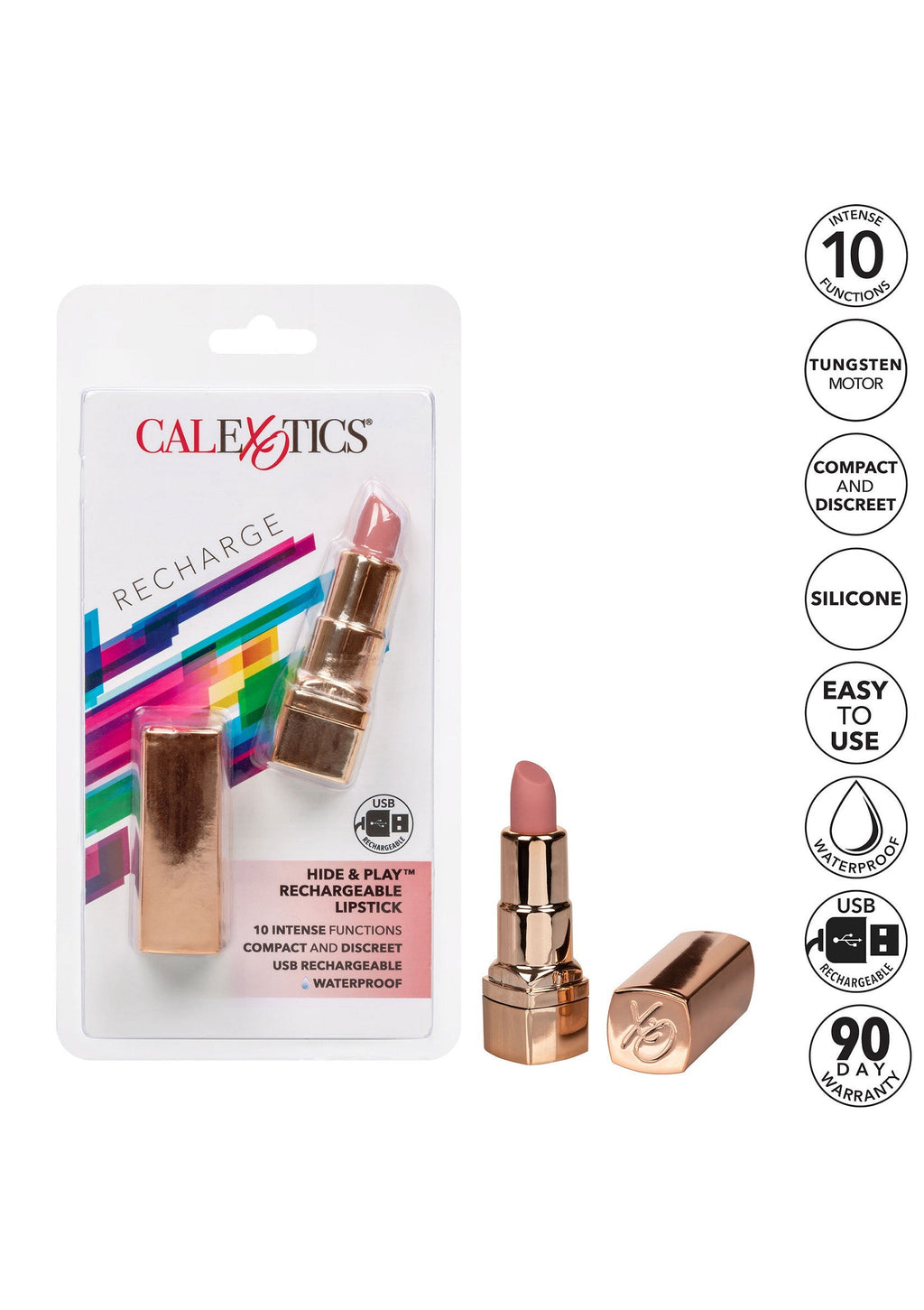 Lápiz labial rosa recargable Hide & Play