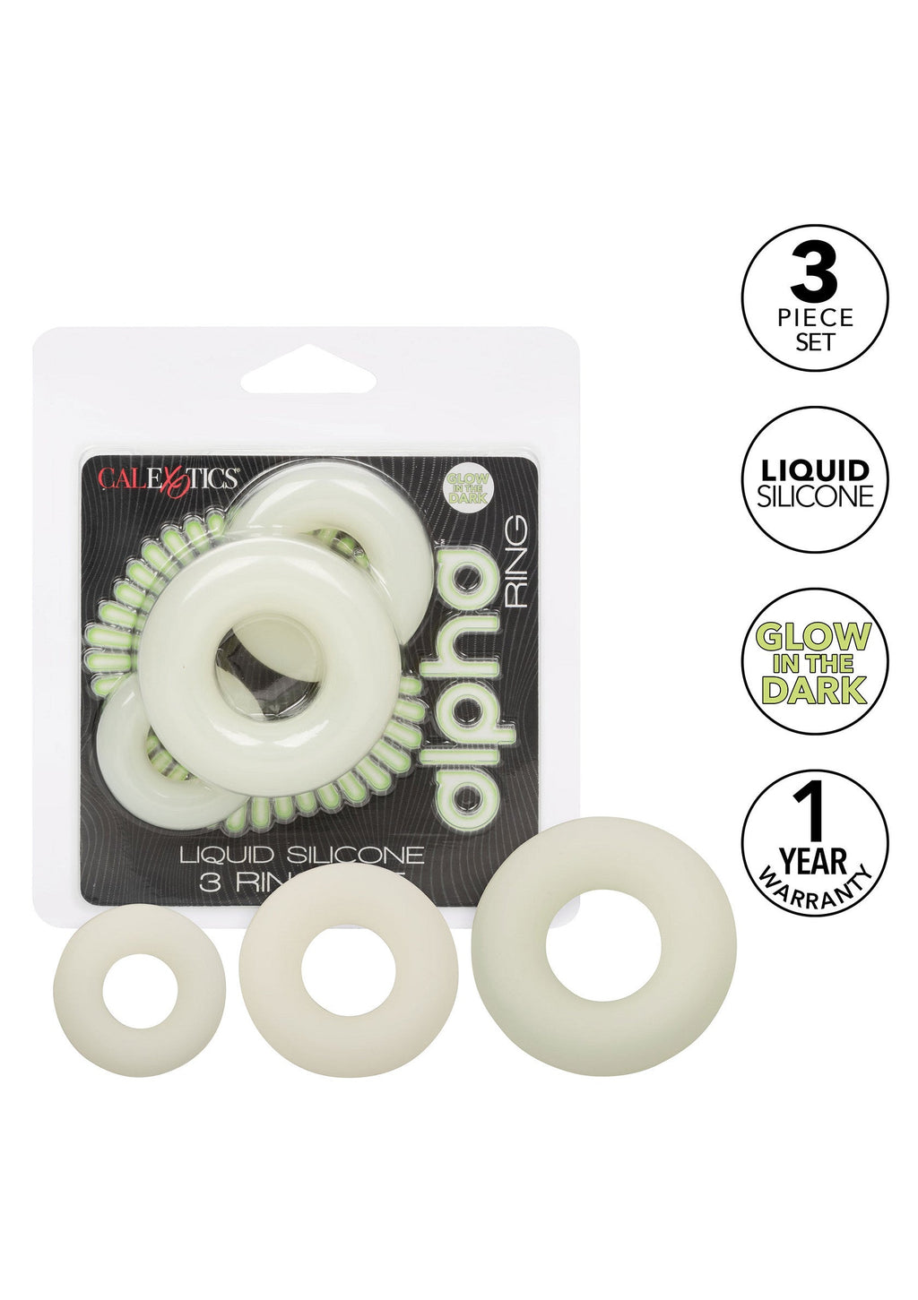 Set de 3 anillos de silicona luminosos