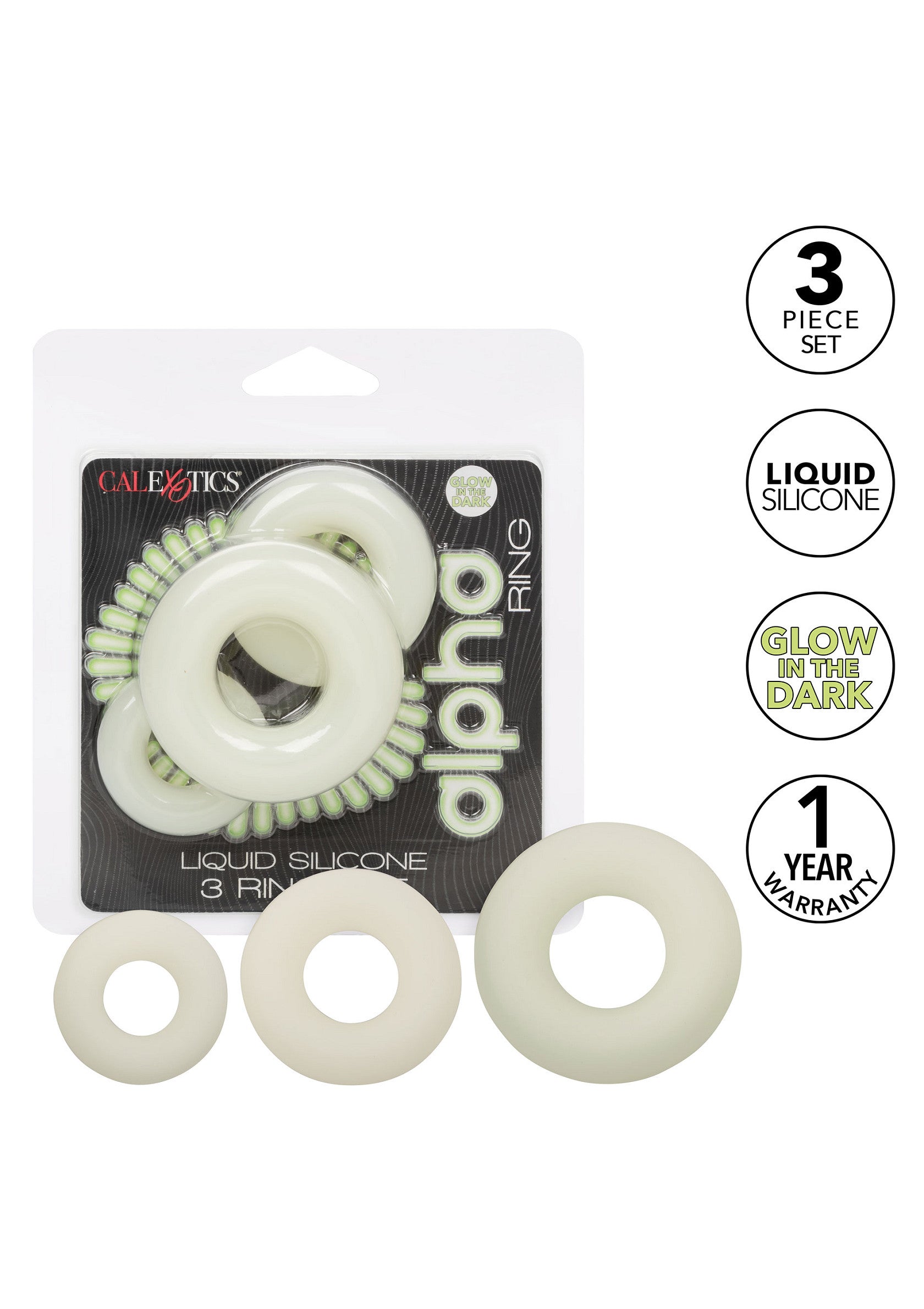 Set de 3 anillos de silicona luminosos