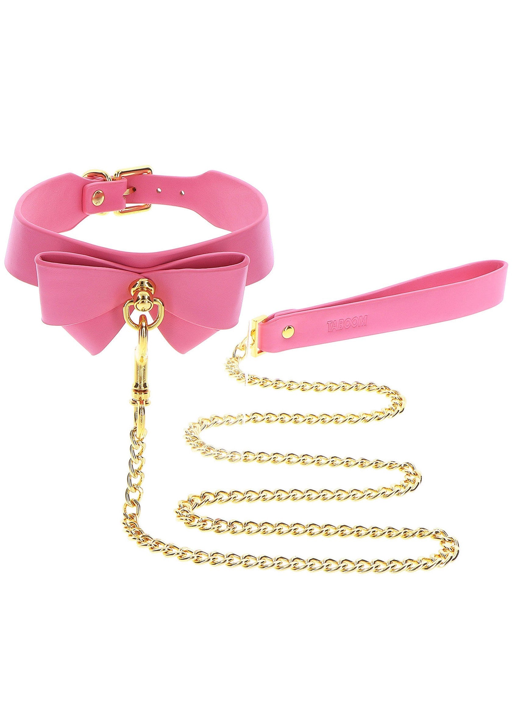 Collar y correa rosas