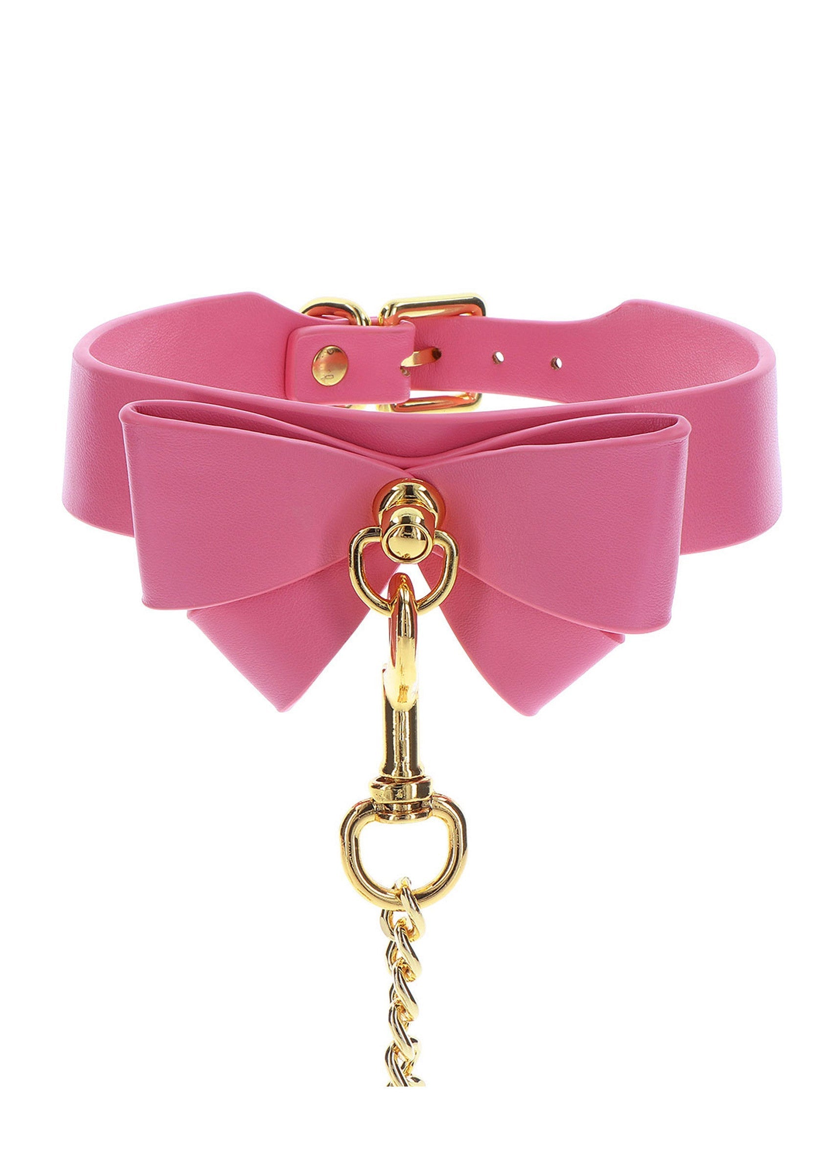 Collar y correa rosas