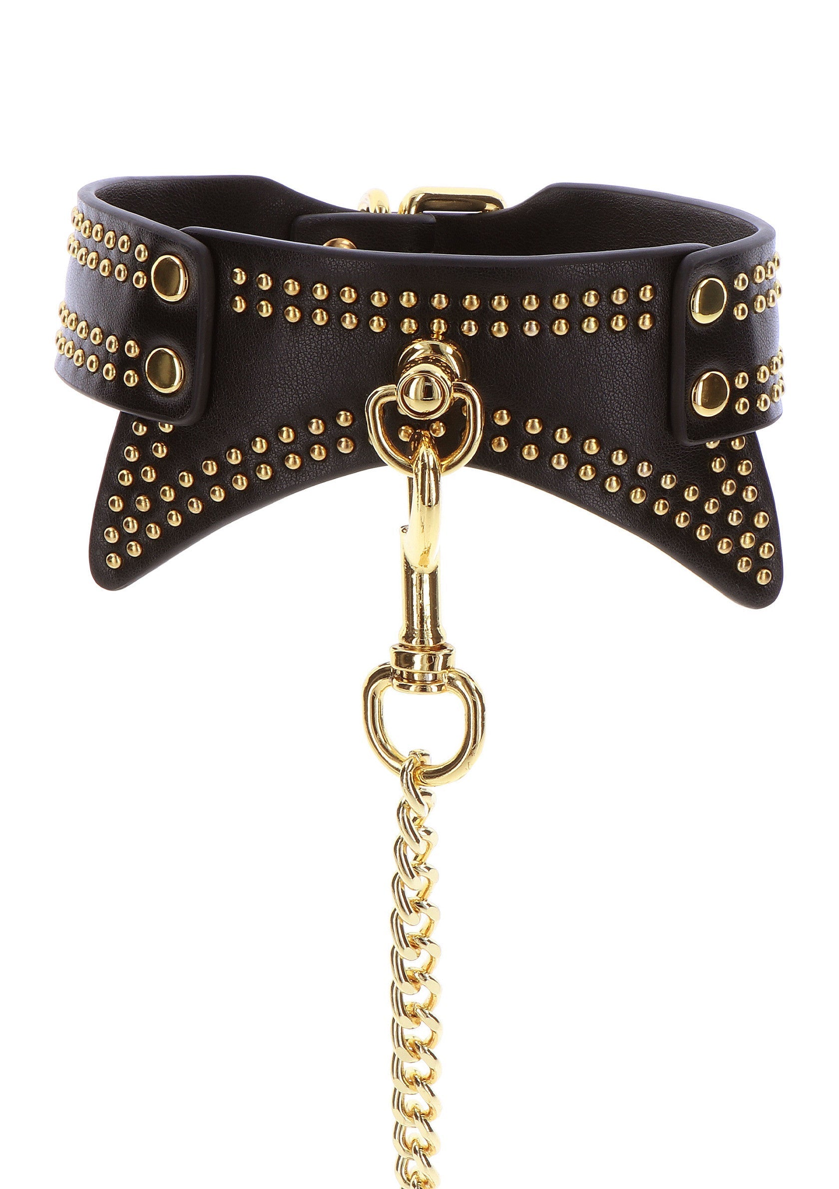 Collar y correa con tachuelas negras
