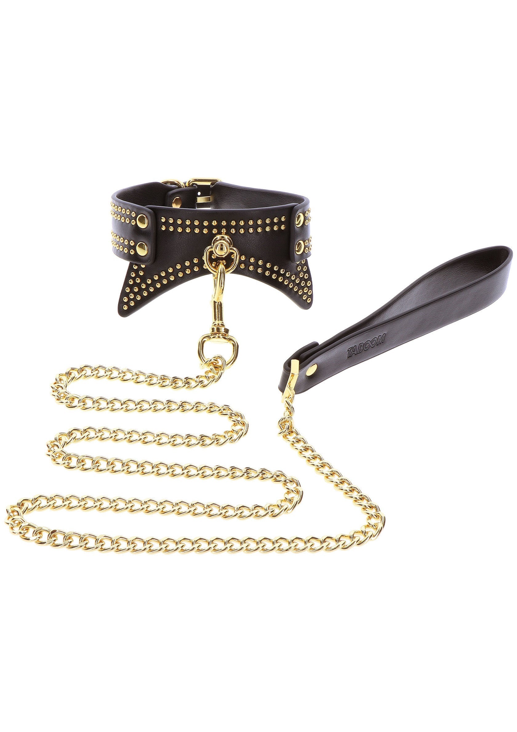 Collar y correa con tachuelas negras