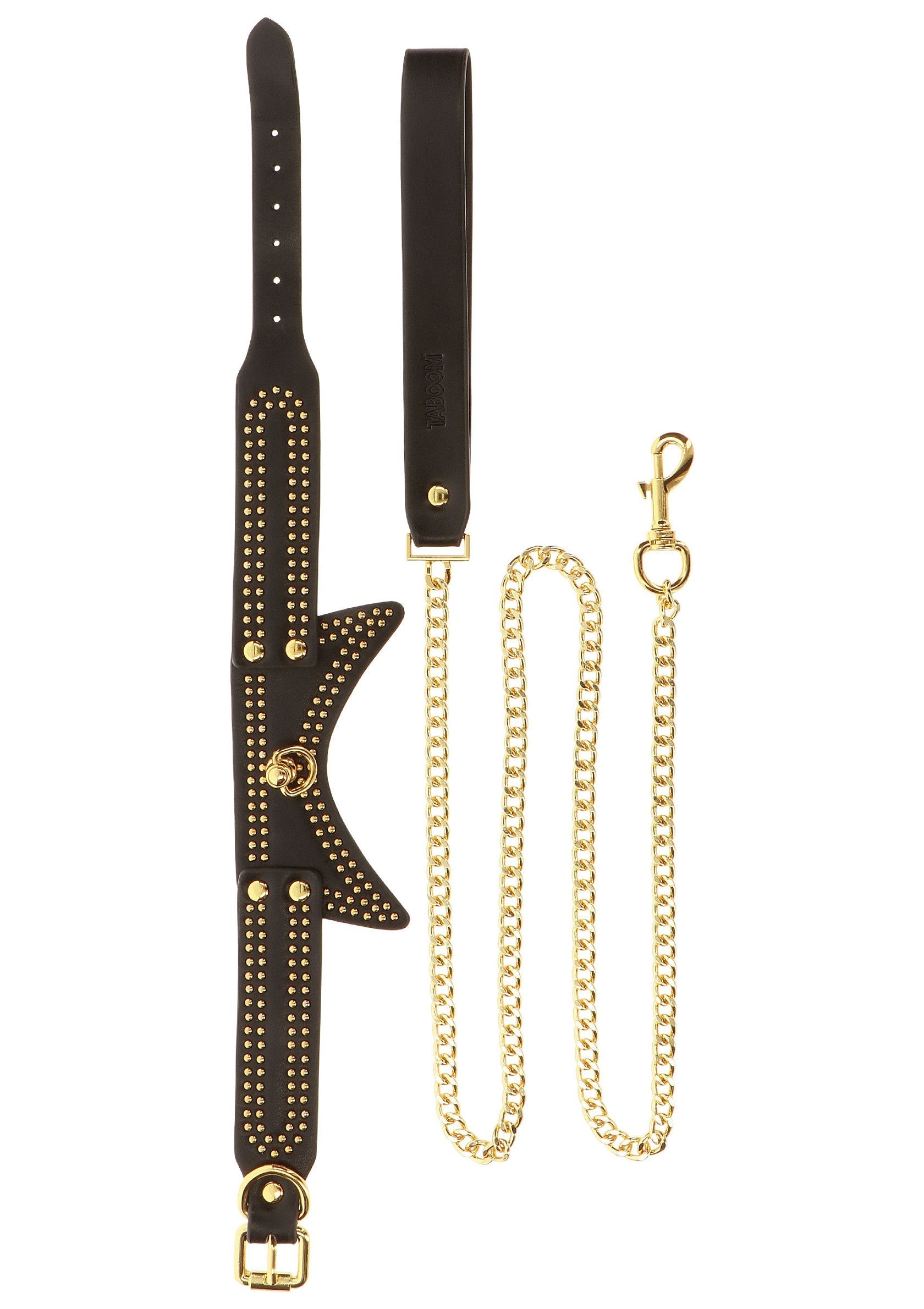 Collar y correa con tachuelas negras
