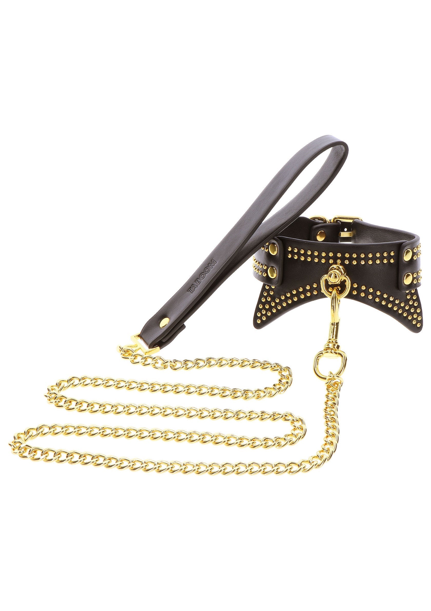 Collar y correa con tachuelas negras