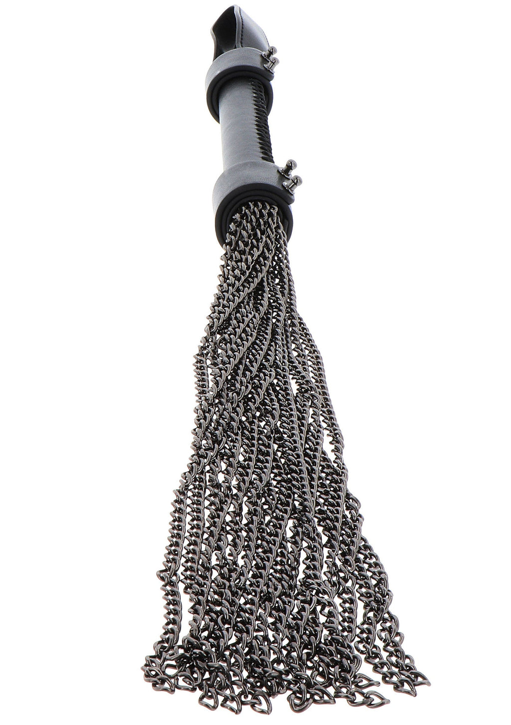Látigo de cadena de cuero genuino negro
