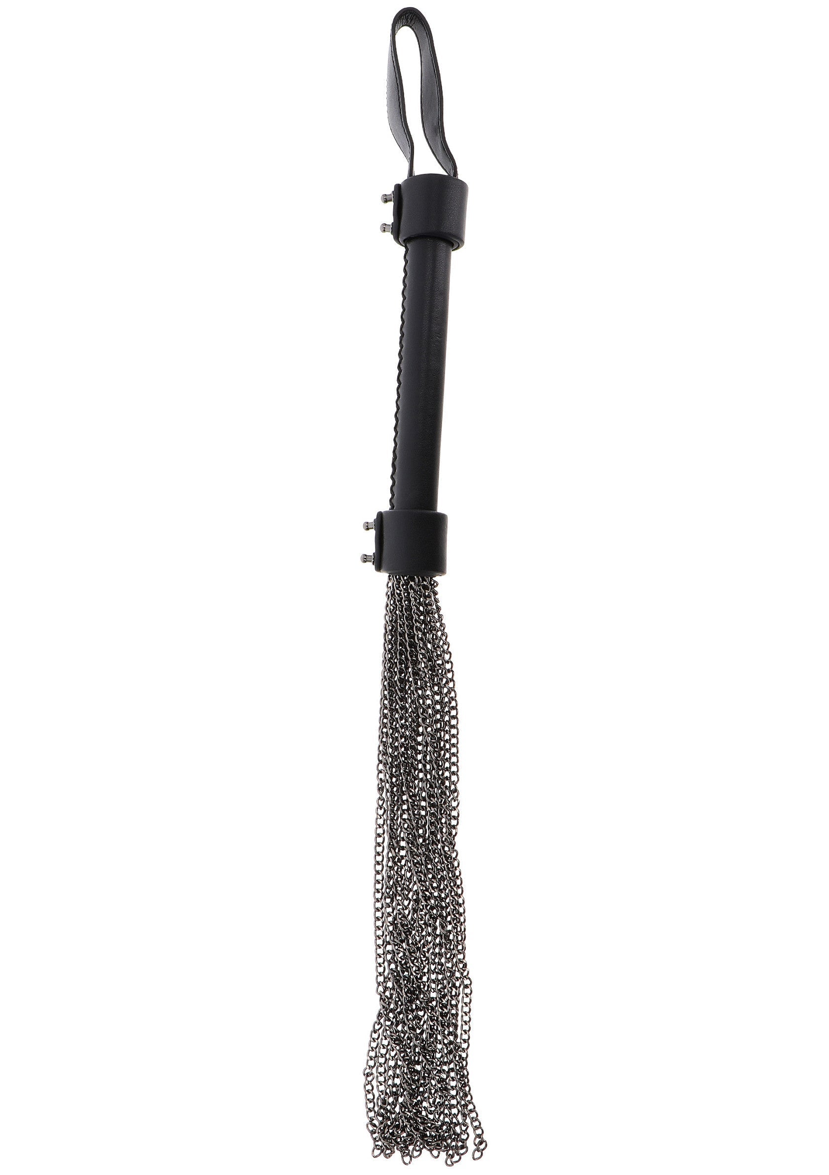 Látigo de cadena de cuero genuino negro