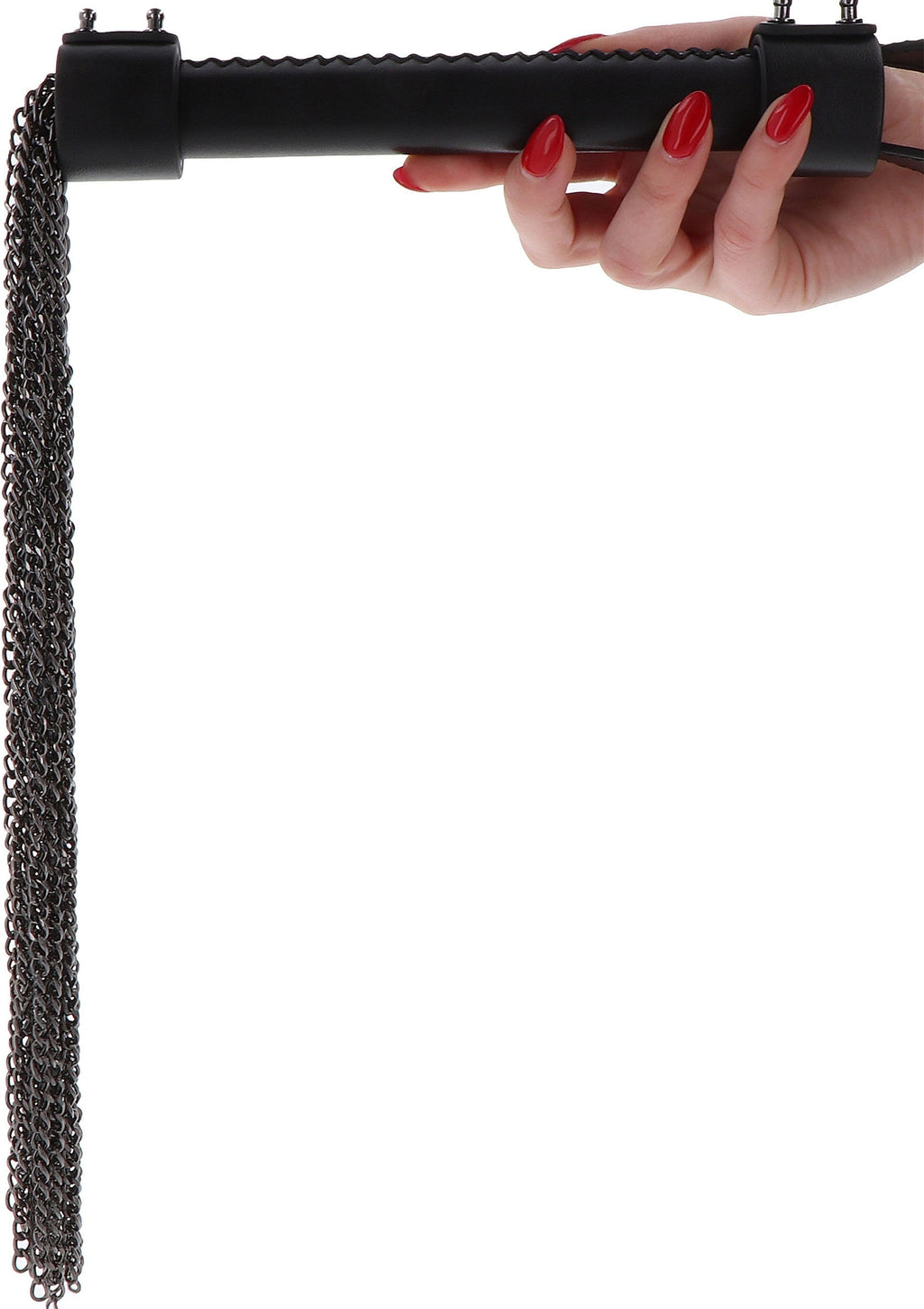 Látigo de cadena de cuero genuino negro