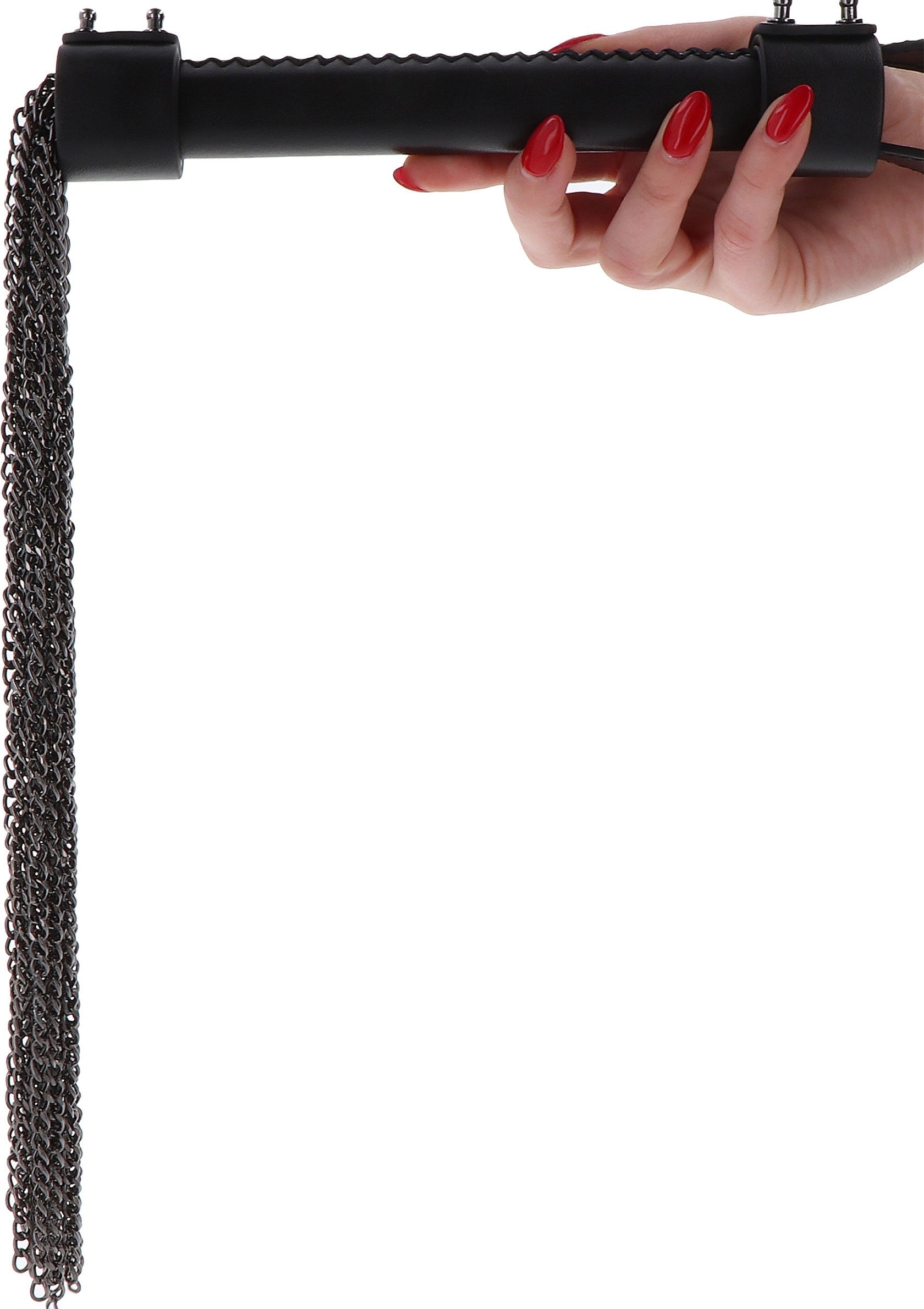 Látigo de cadena de cuero genuino negro