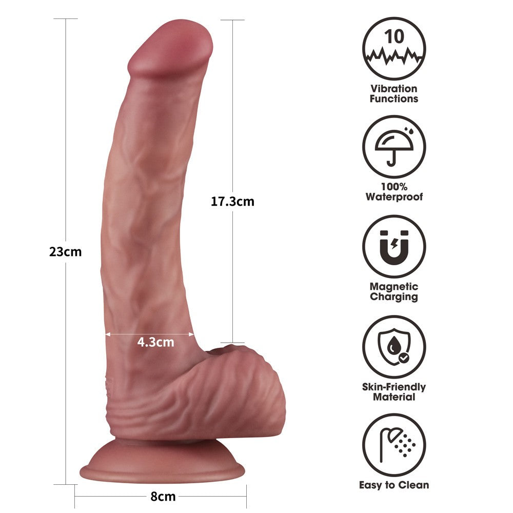 Pene vibrador de doble densidad de 9"