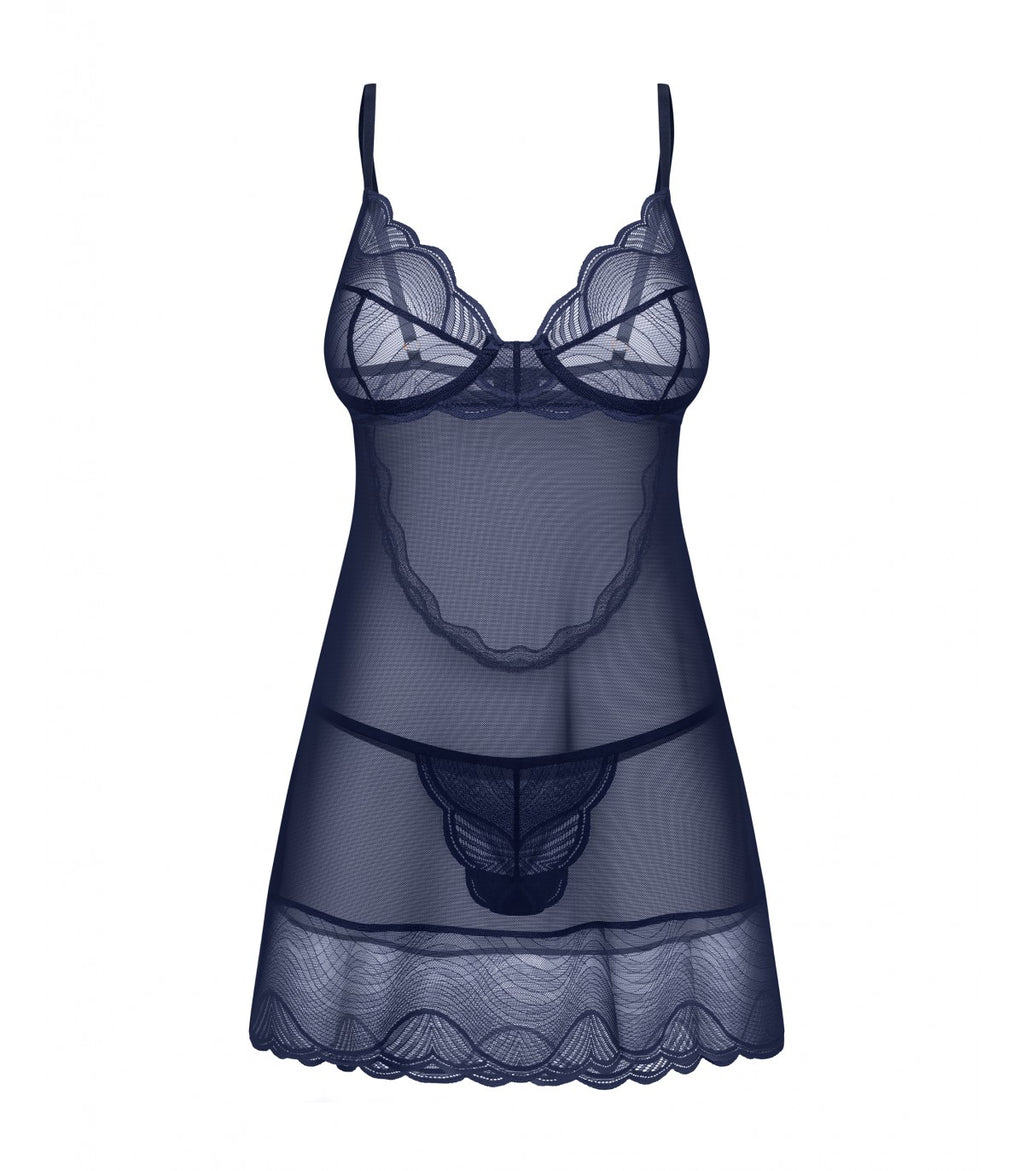 CAMISA Y TANGA NIGHTLY BLUE XS/S