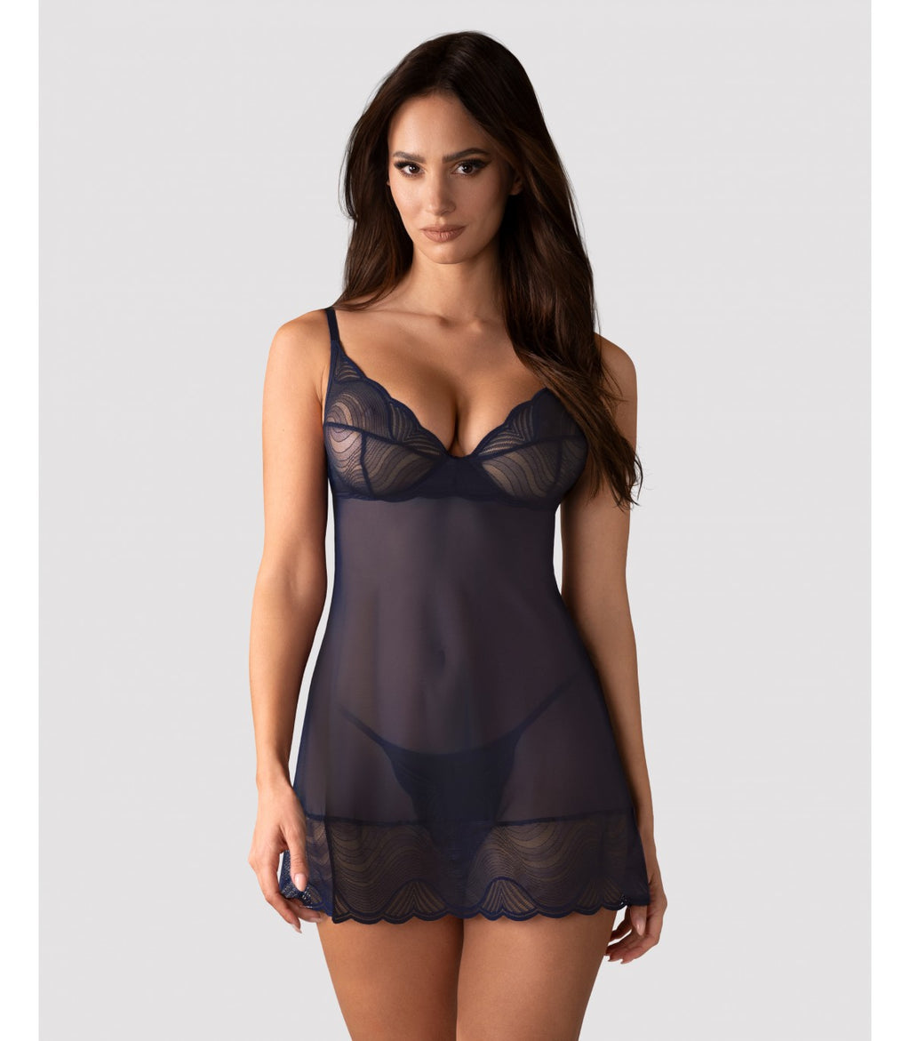 CAMISA Y TANGA NIGHTLY BLUE XS/S