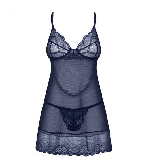 CAMISÓN Y TANGA AZULES XL/2XL