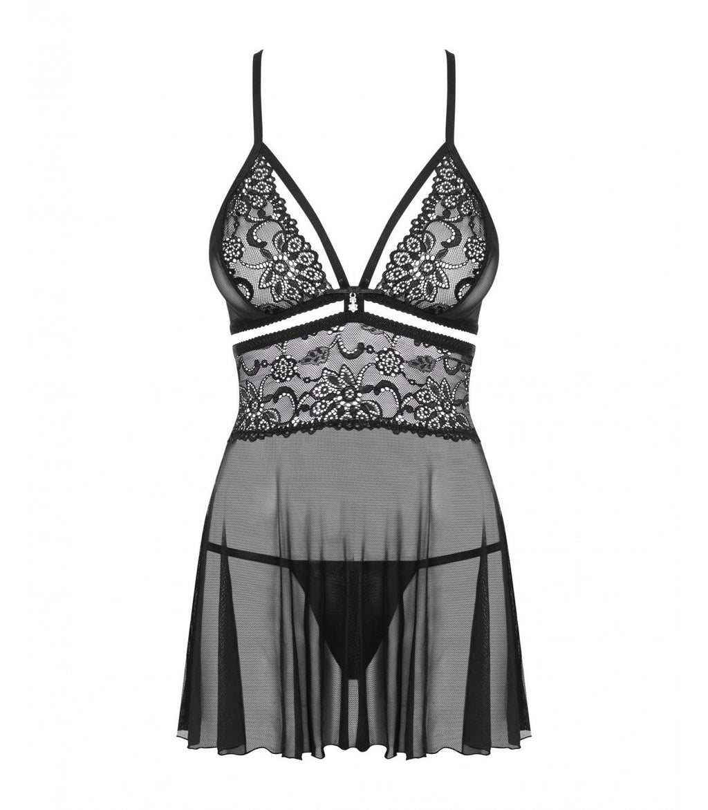 838-BAB-1 BABDOLL Y TANGA NEGRO L/XL