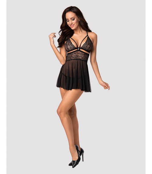 838-CAPÍTULO-1 BABYDOLL Y TANGA NEGRO 2XL/3XL