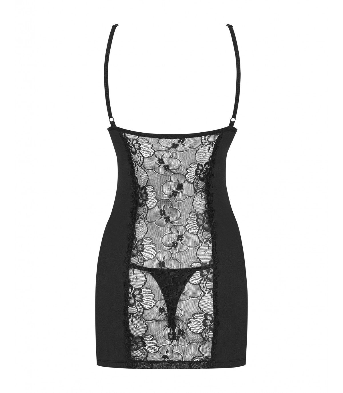 CAMISA Y TANGA HEARTINA NEGRO S/M