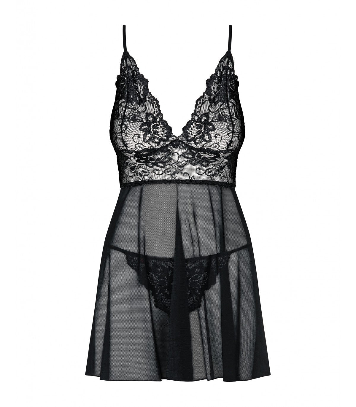 BABYDOLL Y TANGA IDILLIA NEGRO 2XL/3XL