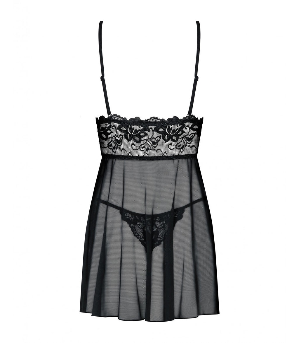 BABYDOLL Y TANGA IDILLIA NEGRO 2XL/3XL