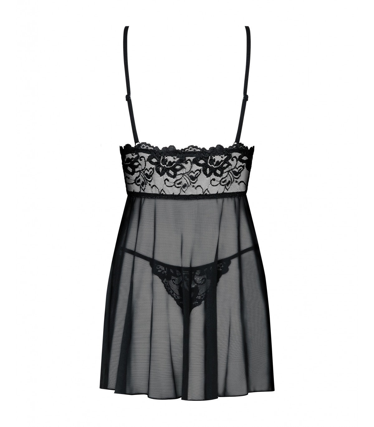 BABYDOLL Y TANGA IDILLIA NEGRO 2XL/3XL