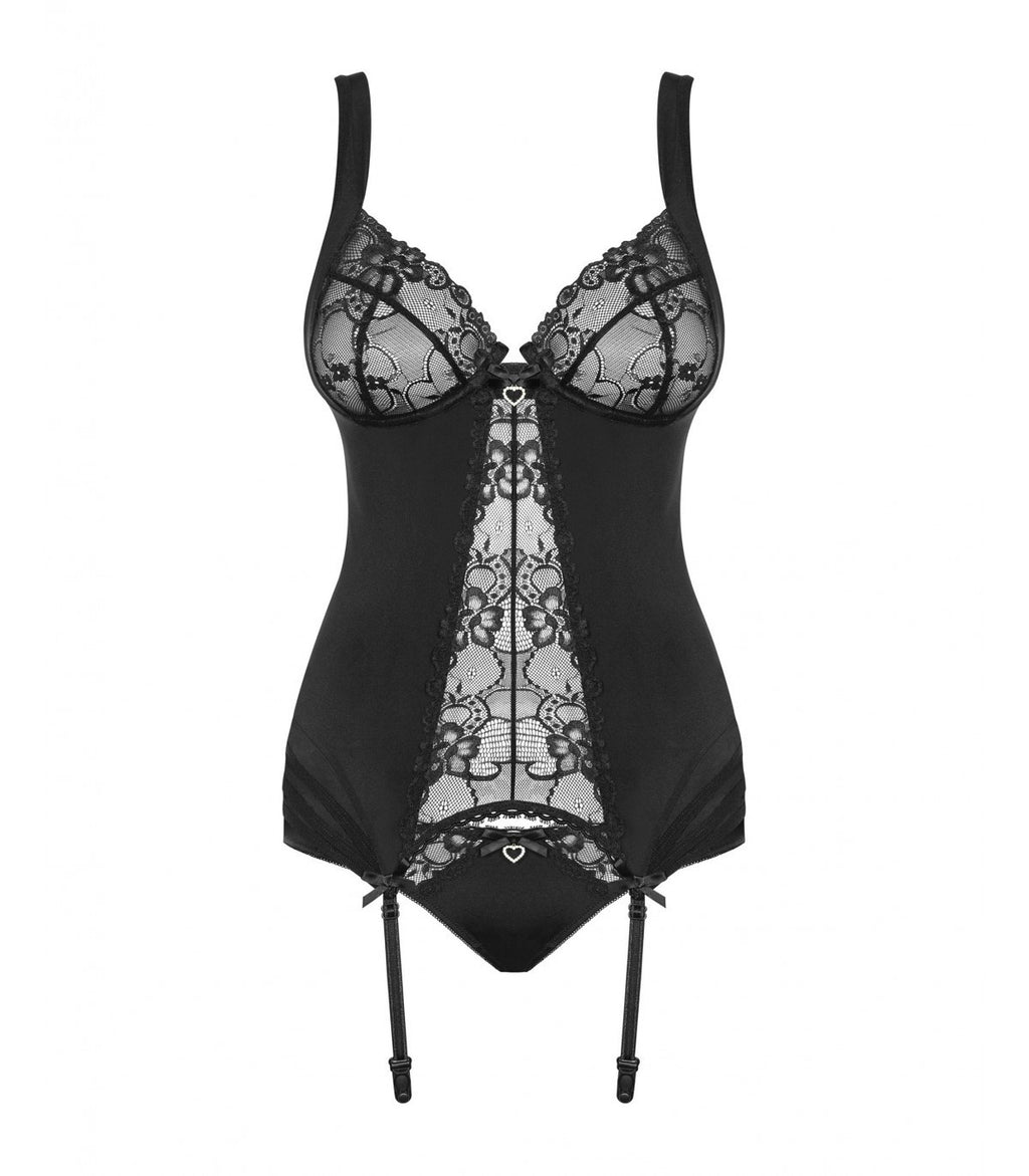 CORSETTE Y TANGA HEARTINA NEGRO S/M