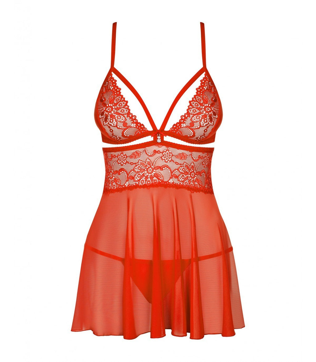 838-BAB-3 BABYDOLL Y TANGA ROJO 2XL/3XL