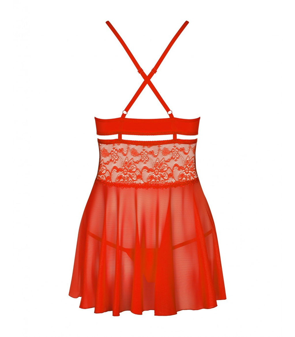 838-BAB-3 BABYDOLL Y TANGA ROJO 2XL/3XL
