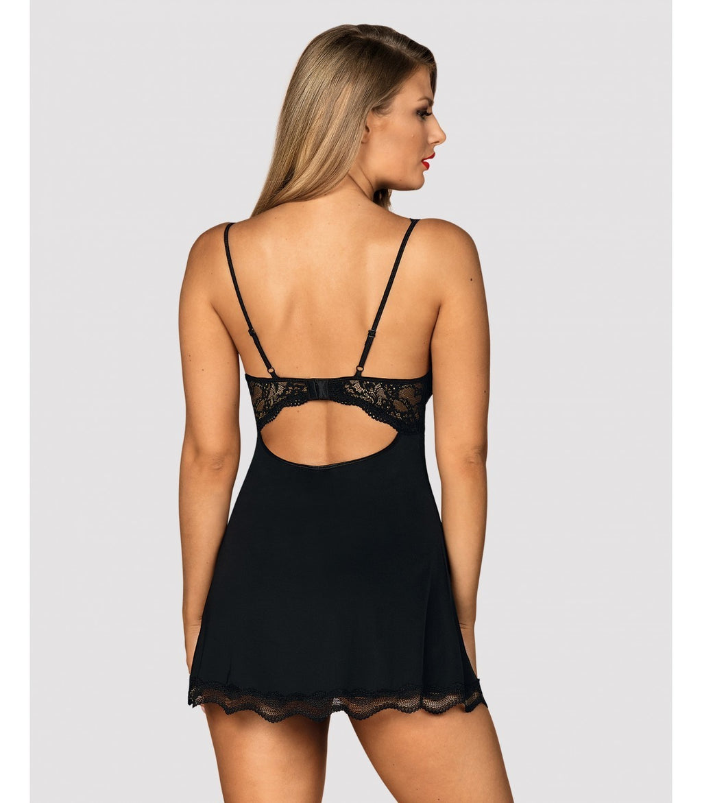 BABYDOLL Y TANGA LUVAE NEGRO S/M