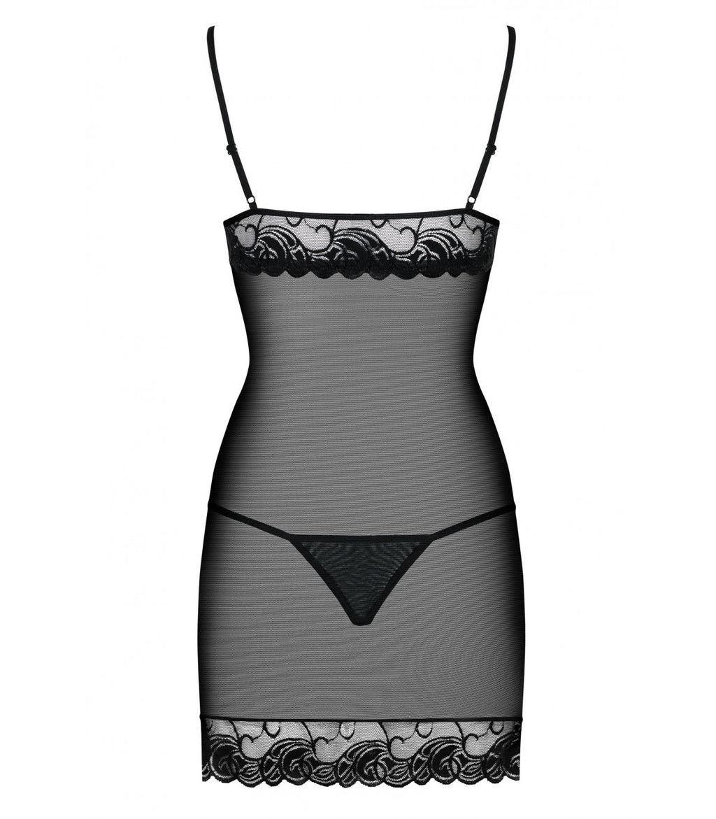 WONDERIA CAMISÓN Y TANGA NEGROS L/XL